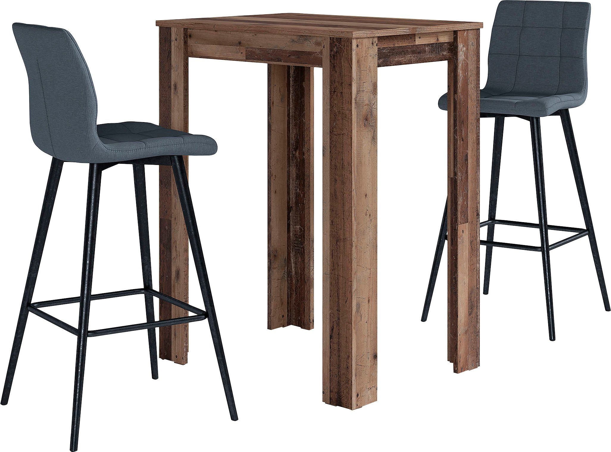 byLIVING Barkruk Simone set van 2, vintage bruin of weefstof antraciet (set, 2 stuks)
