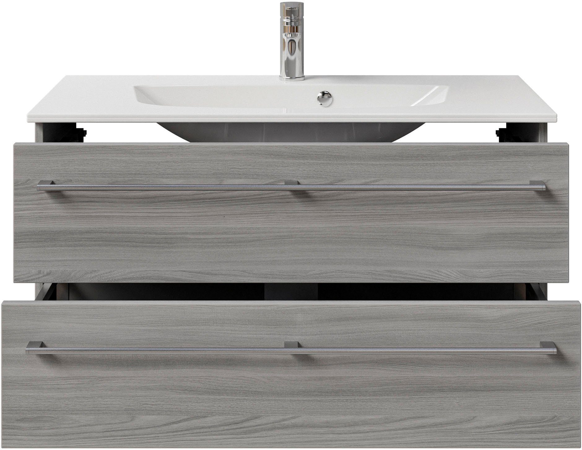 Saphir Wastafelonderkast Serie 6025 mineraalmarmeren wastafel met onderkast, 97 cm breed (2-delig)