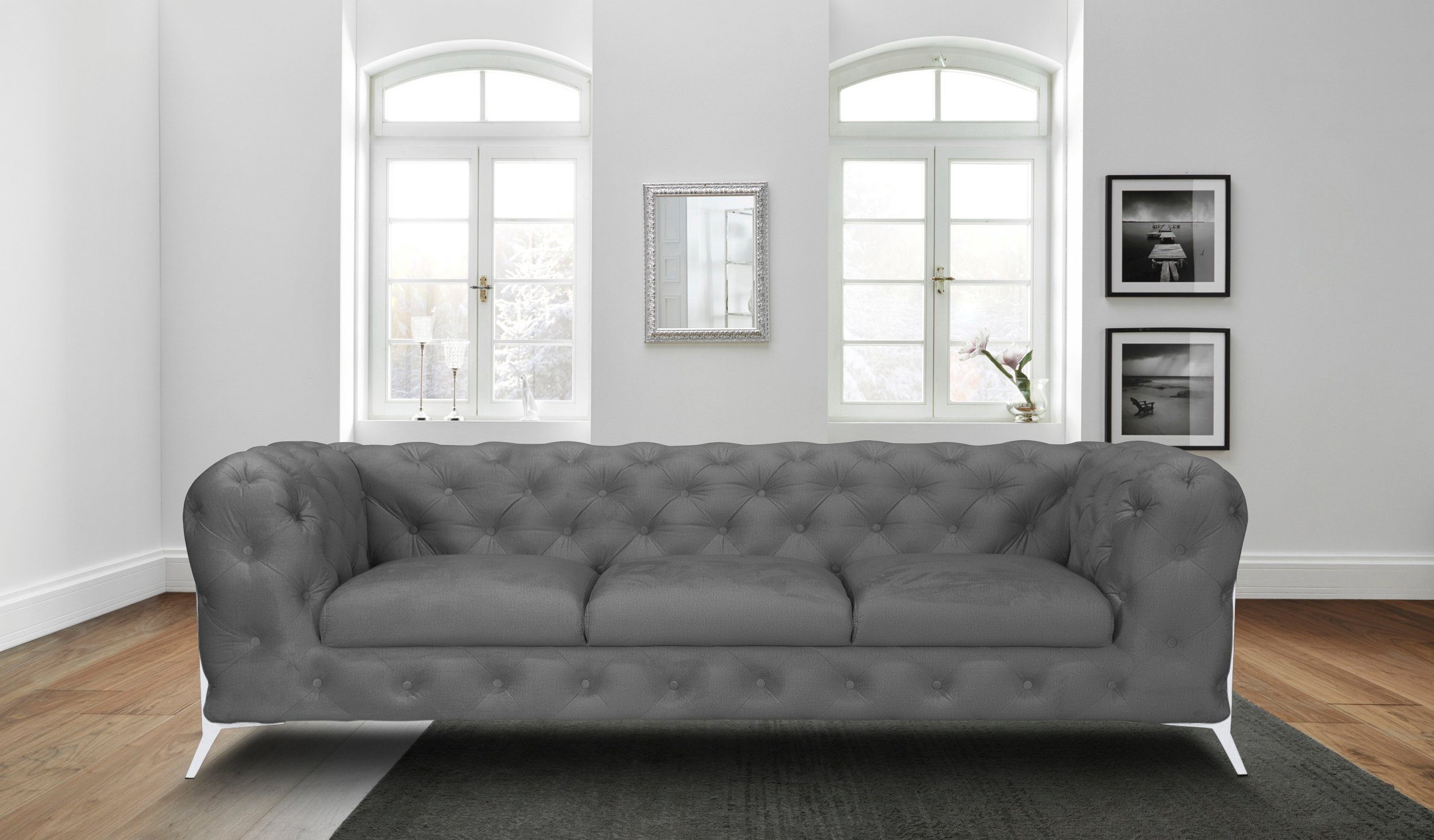 Leonique Chesterfield-bank Amaury luxueuze capitonnage, moderne chesterfield look, kleur van de poten ter keuze