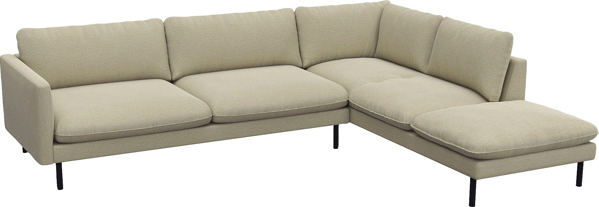 FLEXLUX Hoekbank Bolzano, elegant en comfortabel, L-vorm Zitting opgebouwd met koudschuim & staalgolven, losse zit- & rugkussens