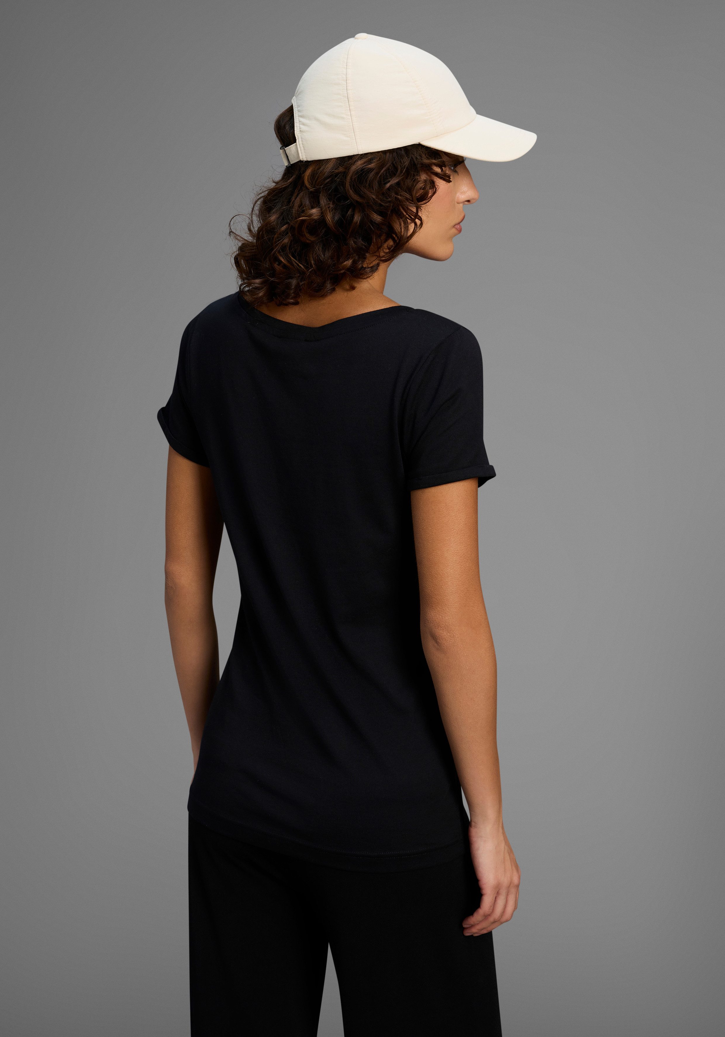 Arizona T-shirt Korte mouwen, figuurvolgend, basic-stijl, van katoenmix