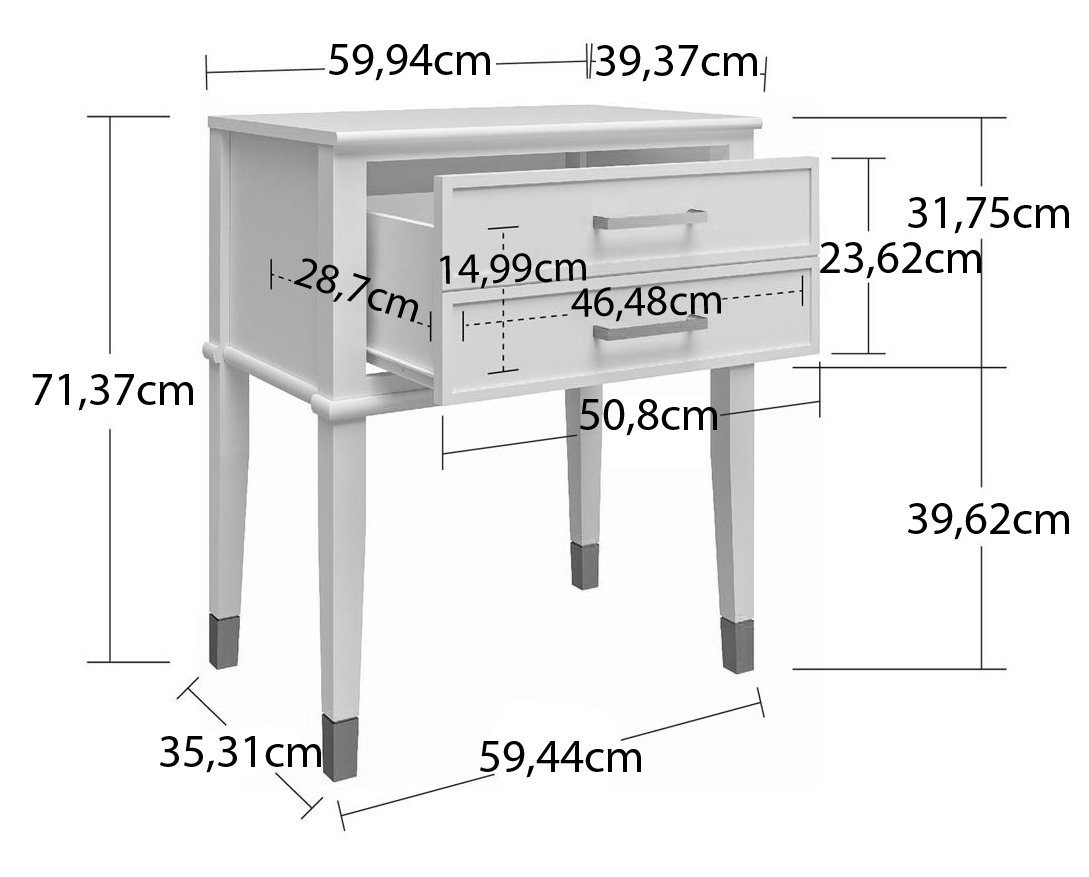CosmoLiving by Cosmopolitan Bijzettafel Westerleigh 1 lade, van gemakkelijk te onderhouden mdf, poten van massief hout, hoogte 72 cm (1 stuk)