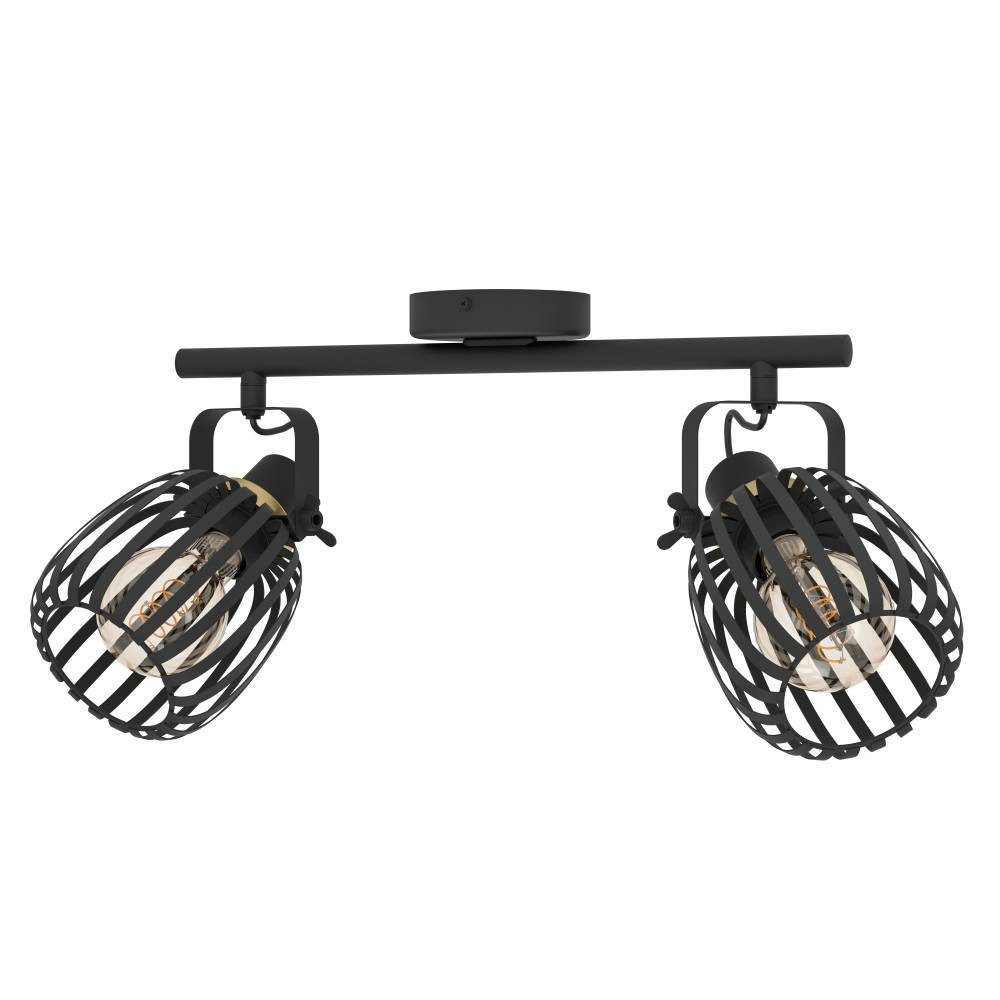 EGLO Plafondspot Girona Plafondlamp, metaal in zwart en geborsteld messing, plafondspot, E27 (1 stuk)