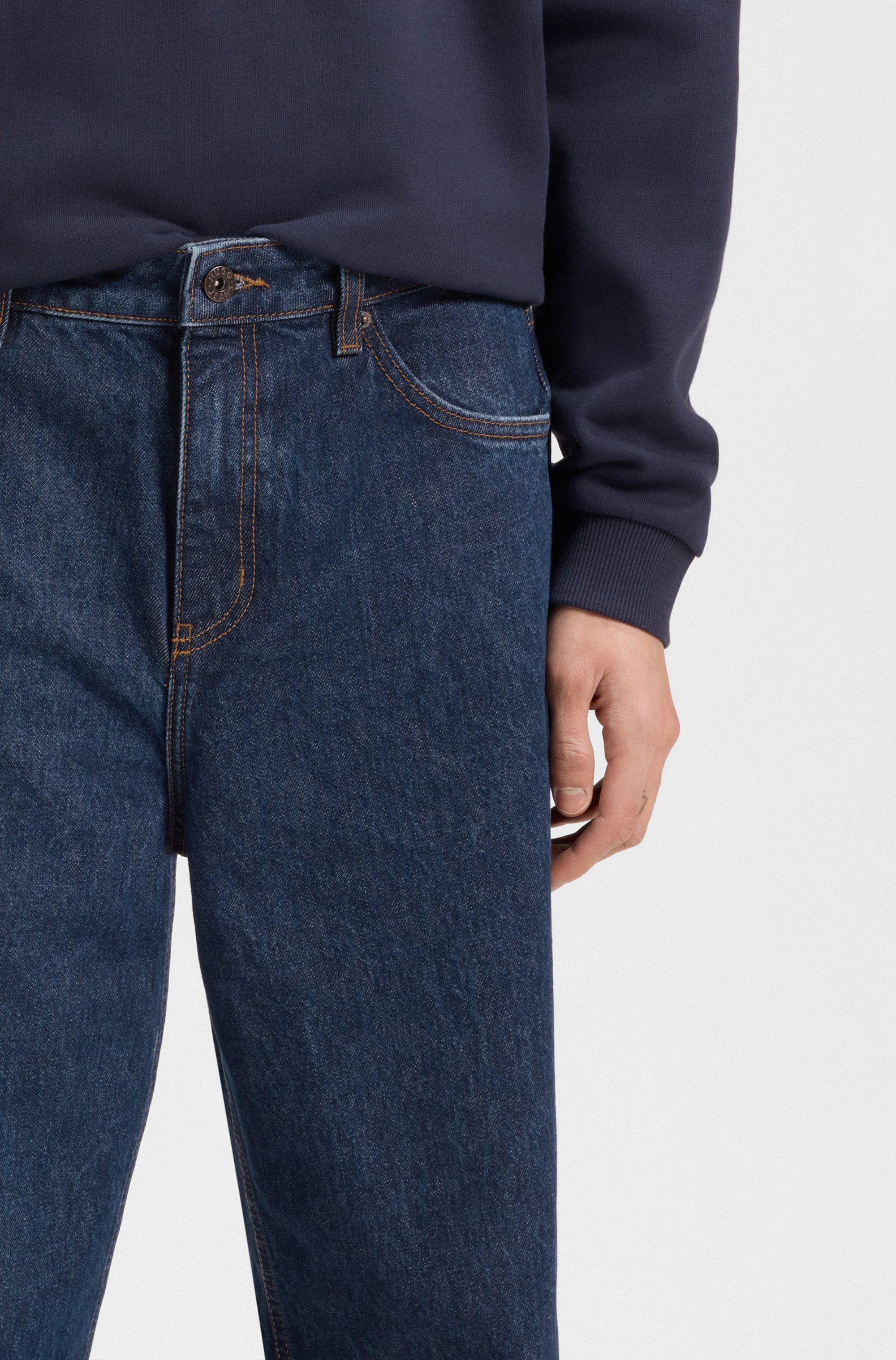 HUGO Blue Relax fit jeans Leni met kenmerkende borduurwerk