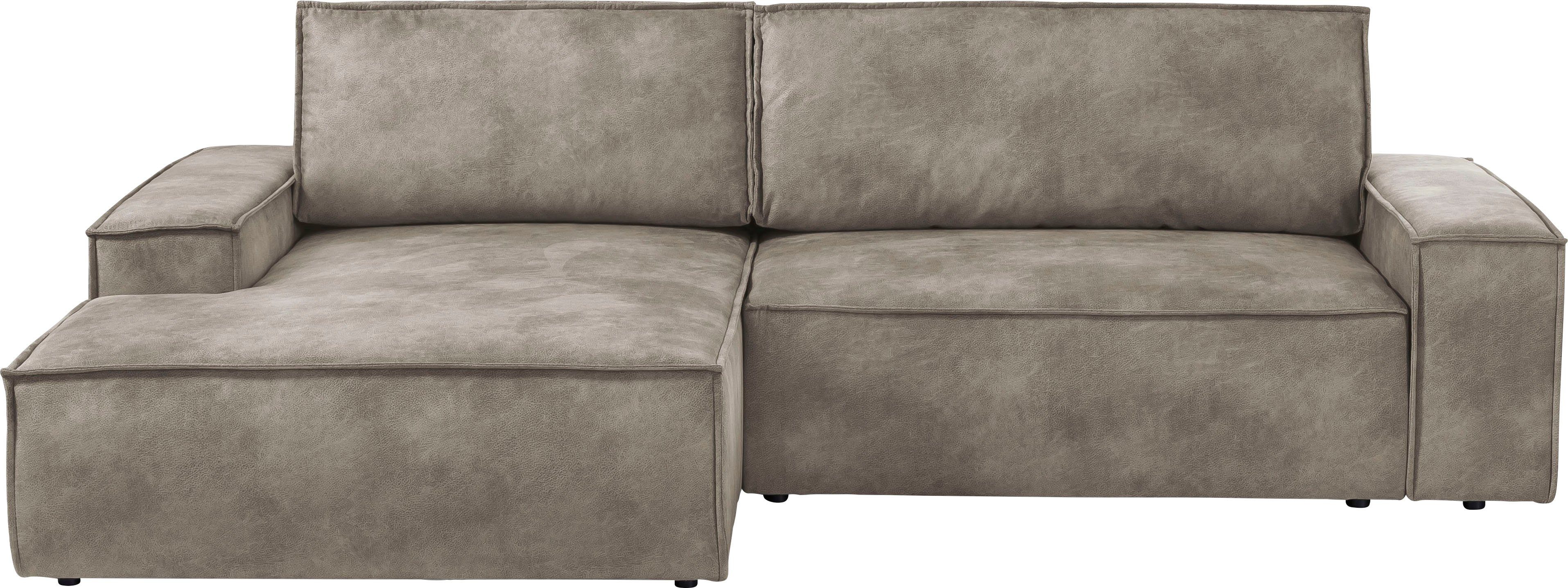 Home affaire Hoekbank SHERWOOD bedbank 267 cm, L-model, Slaapfunctie met bedlade (210x136 cm), cord, vintage, fluweel