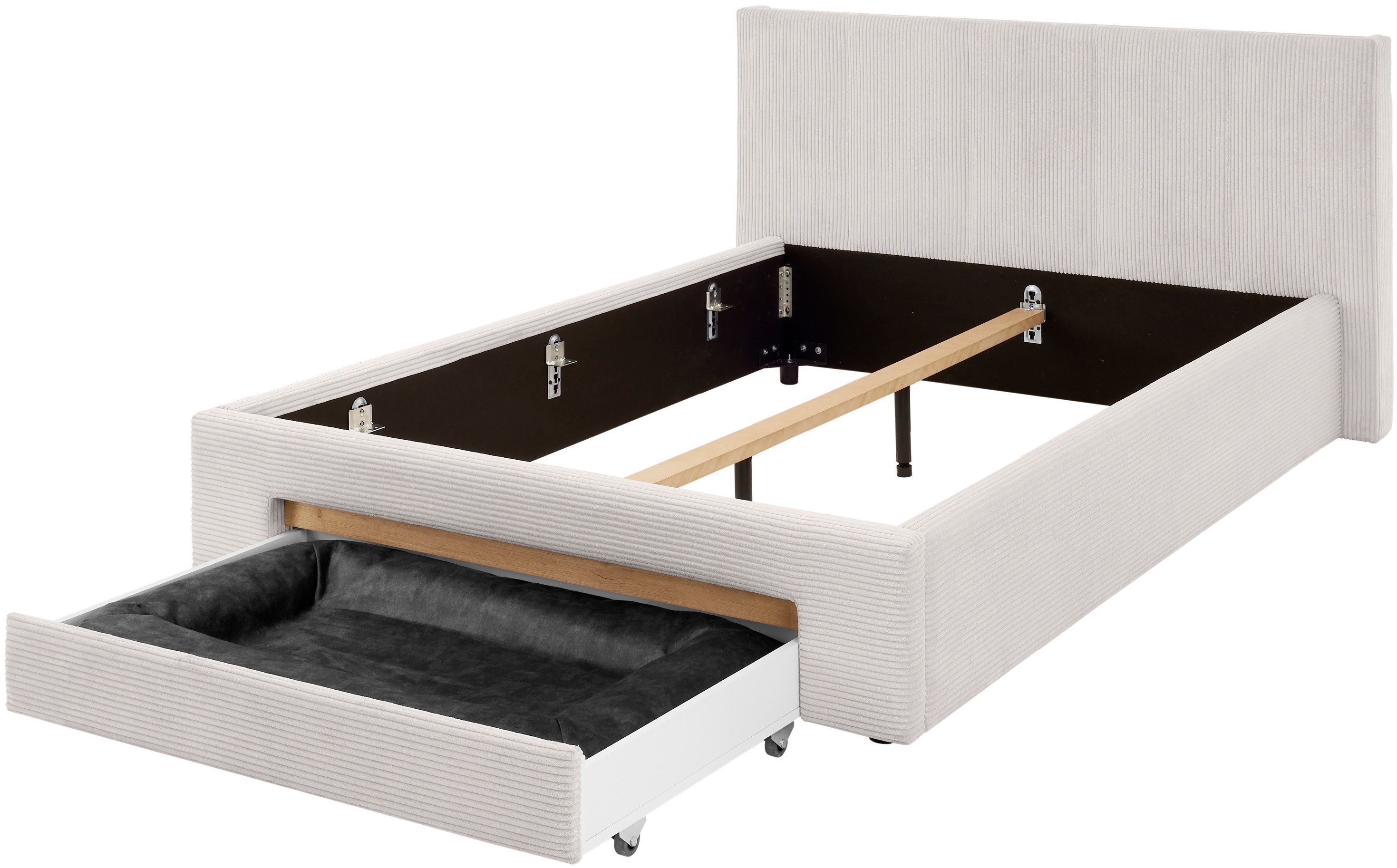 INOSIGN Gestoffeerd bed CiTY/GiRON, bedframe met bedlade, gestoffeerd opbergbed met hondenbed of opberglade, bekleding van corduroy of linnenlook