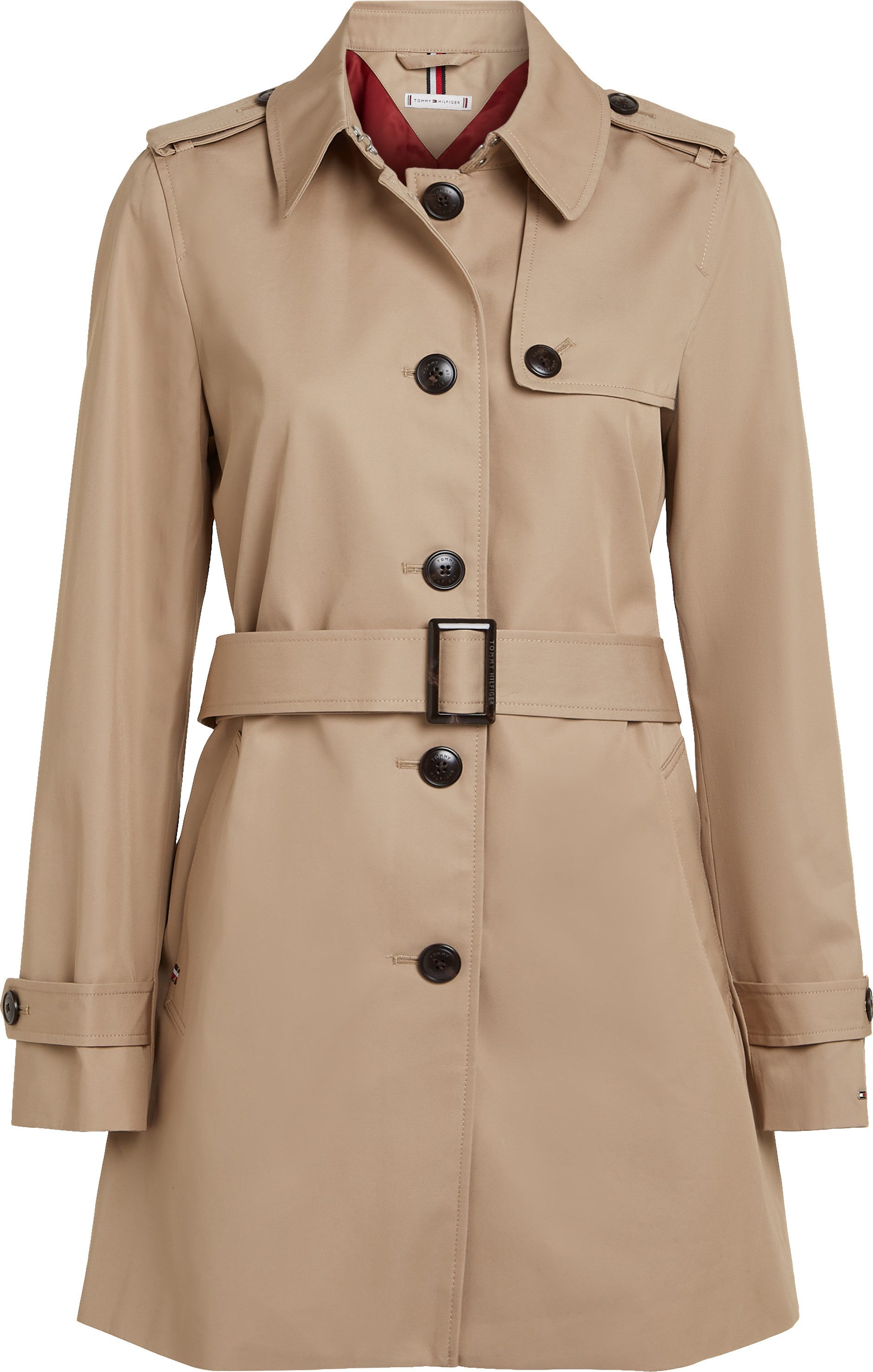 Tommy Hilfiger Lang jack HERITAGE SINGLE BREASTED TRENCH met de kenmerkende trenchdetails & tommy-strepen als riemlus