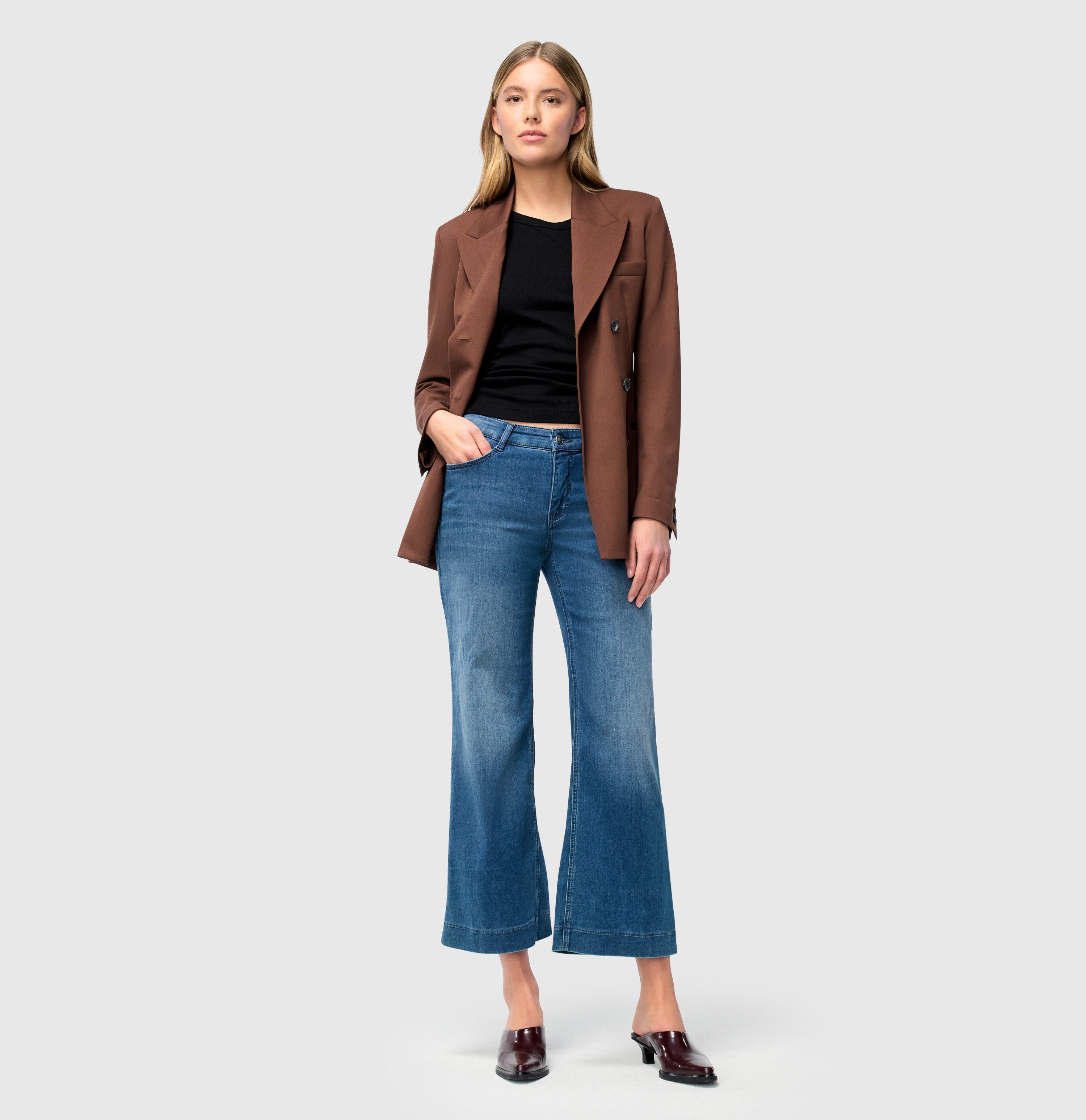 MAC Wijde jeans DREAM WIDE met franje bij de zoom