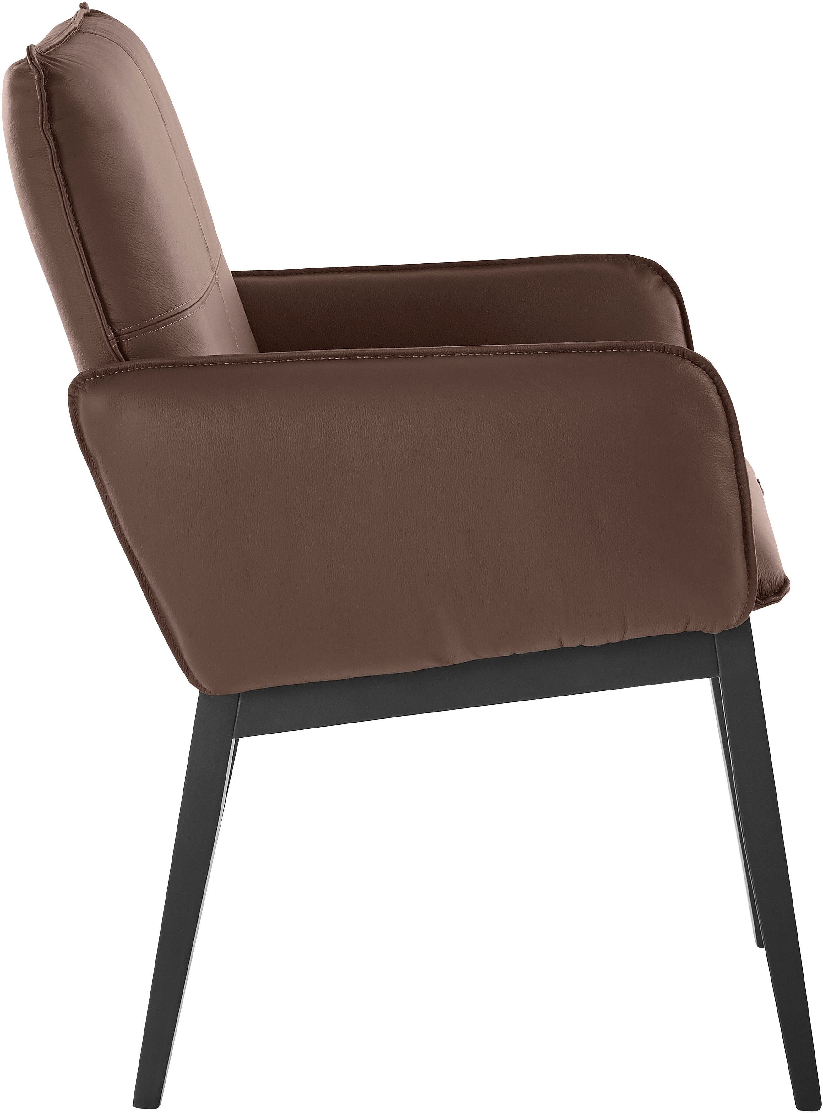 Home affaire Stoel met armleuningen Model 6 Bekleding van microvezel of leer, frame is beuken in zwart gelakt (2 stuks)