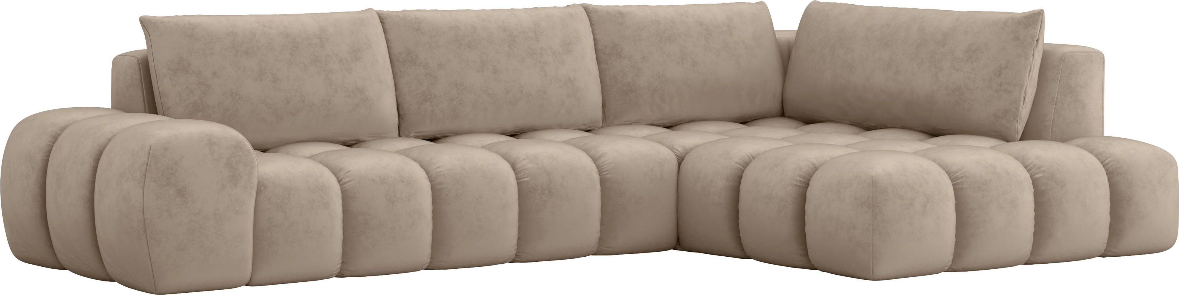INOSIGN Hoekbank AZITA designsofa, elegant en comfortabel L-vorm, bubbel-look