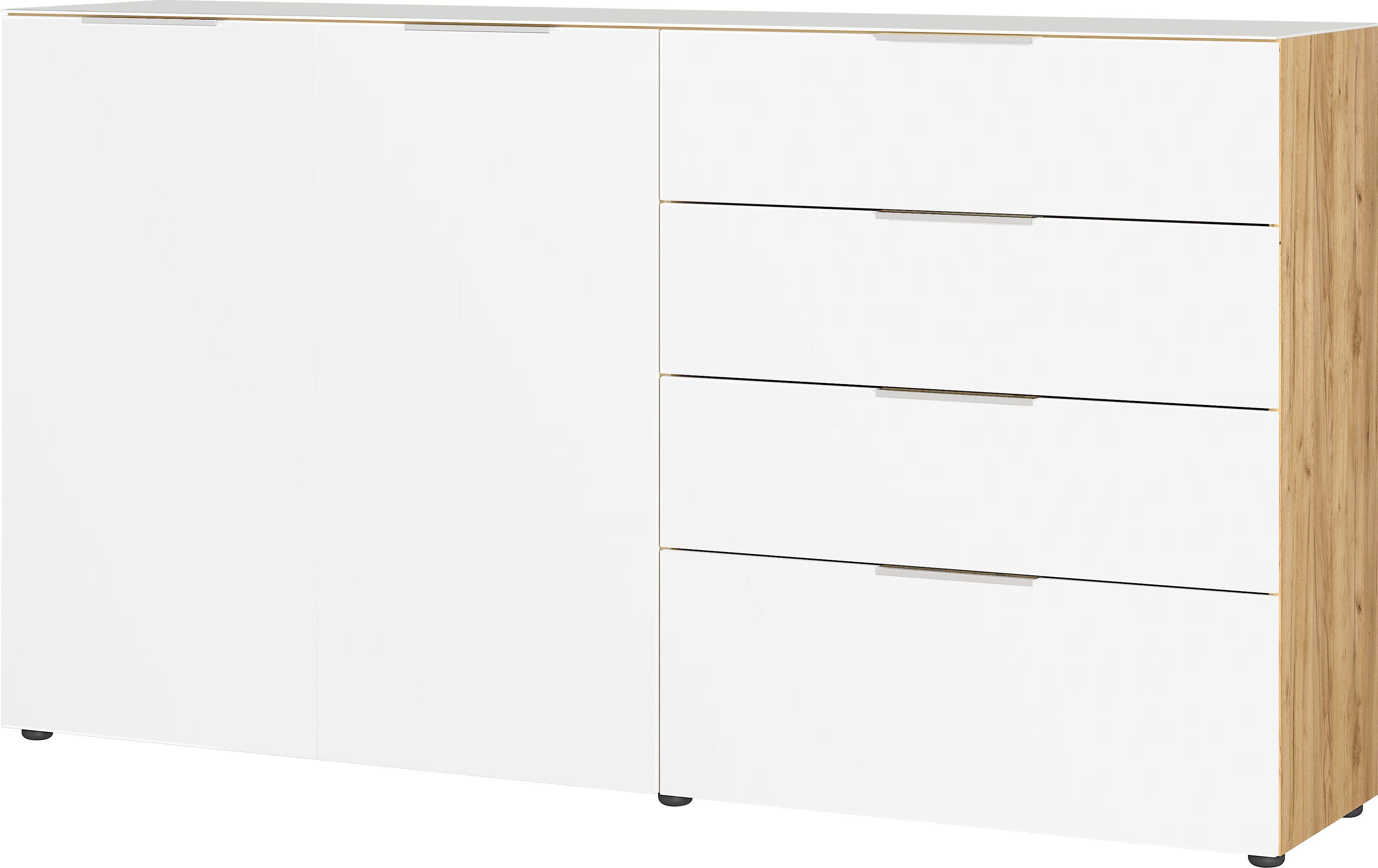 GERMANIA Dressoir OAKLAND in 2 breedten, fronten en bovenblad met glas-inlay