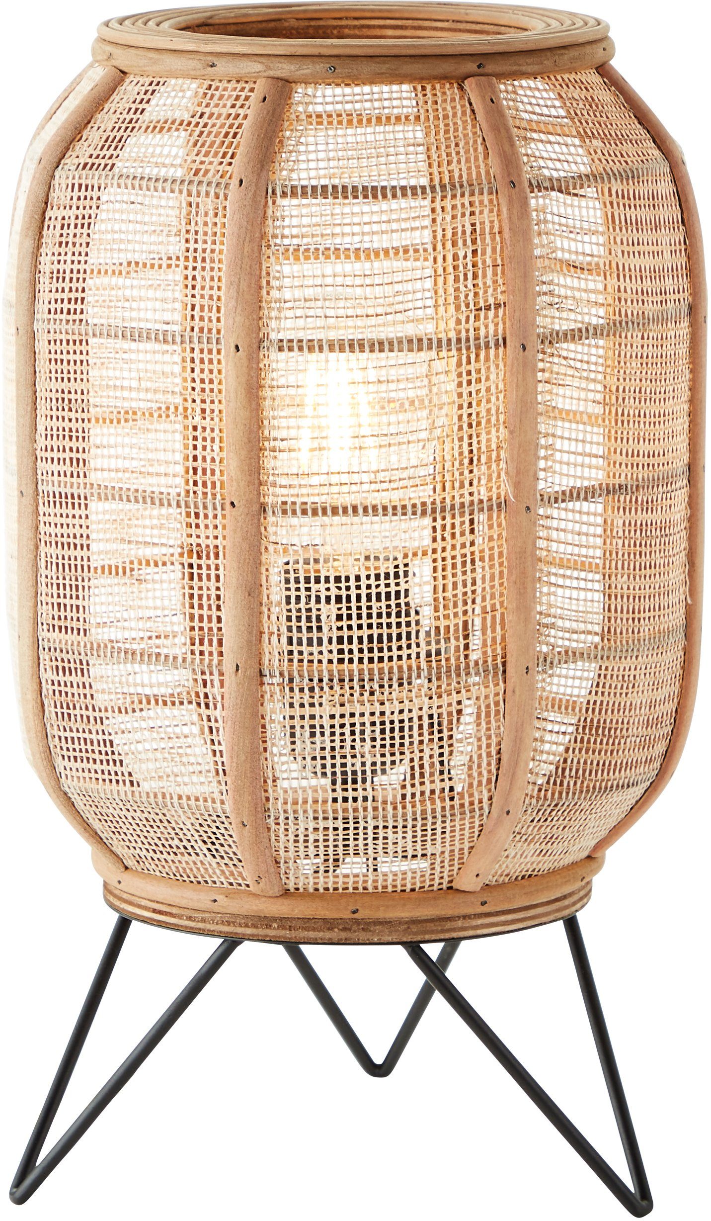 Home affaire Tafellamp Rouez Tafellamp in nature stijl met 32 cm hoogte, kap van textiel en hout
