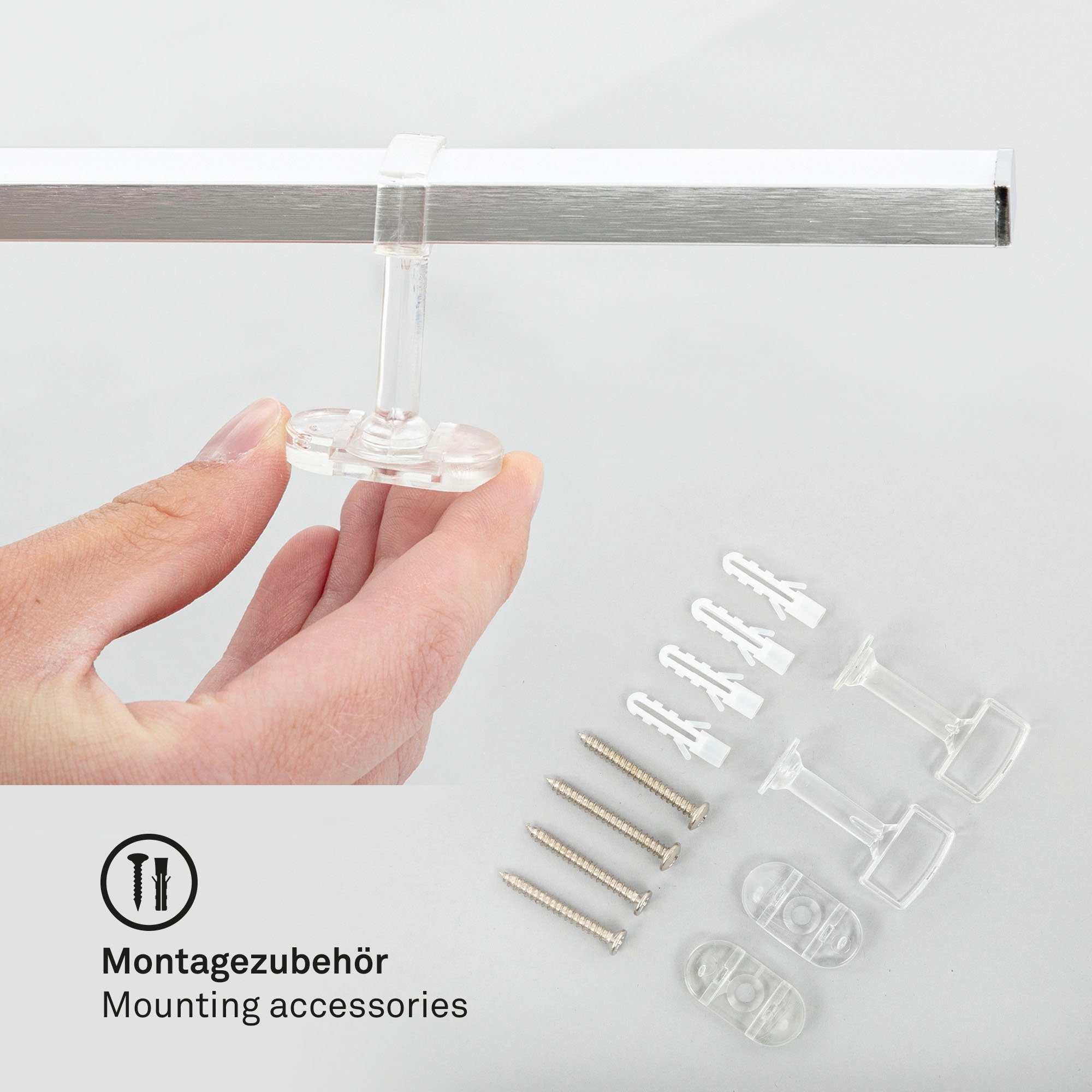 Briloner Leuchten Led-plafondlamp 3501018 STAFF Plafondlamp, 227,2x12x5 cm, aluminium-chroom, 24W, woonkamer, slaapkamer