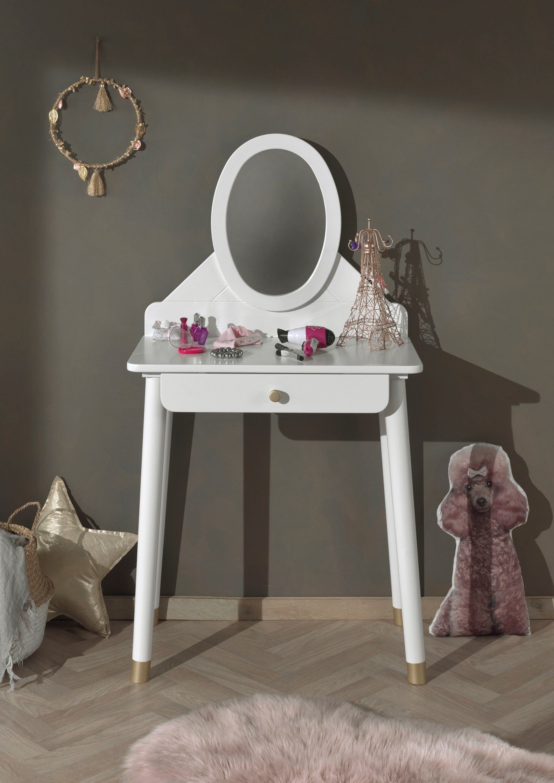 Vipack Make-uptafel BILLY MDF-oppervlak make-up tafels wit