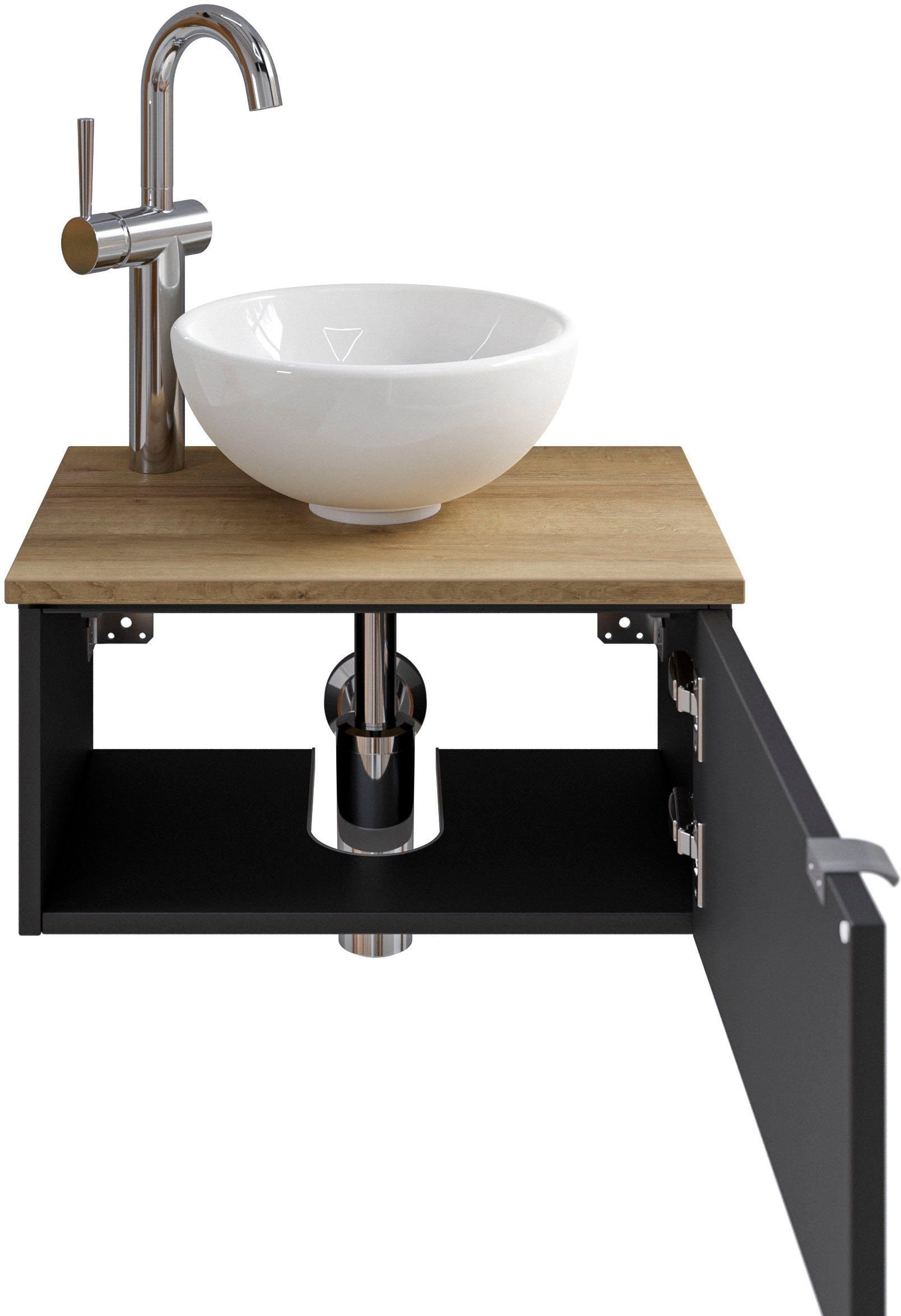 Saphir Wastafelonderkast Serie 6915 wastafel met onderkast voor gastenbadkamer, tweede toilet (3-delig)