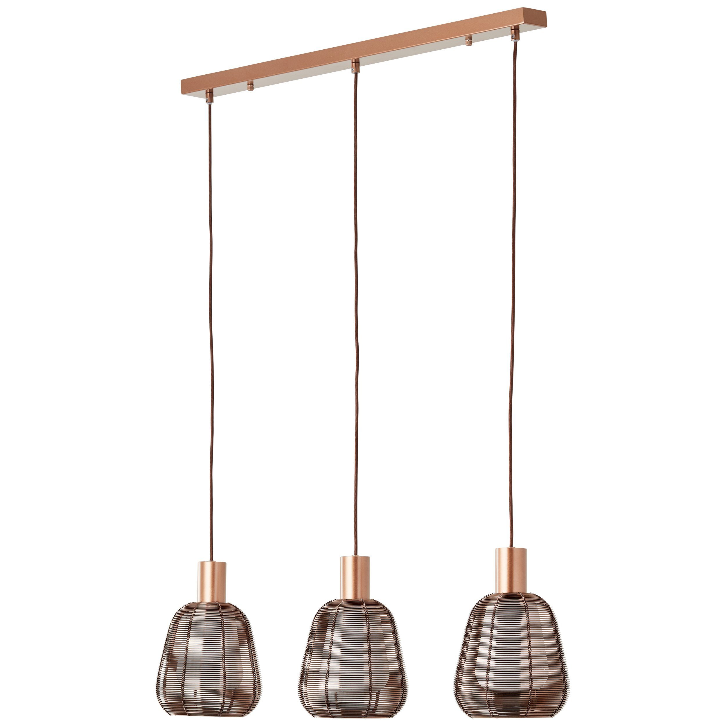 Brilliant Leuchten Hanglamp Wallace 120 x 85 x 18 cm, 3 x e27, inkortbaar, donker koffie, metaal/glas (1 stuk)
