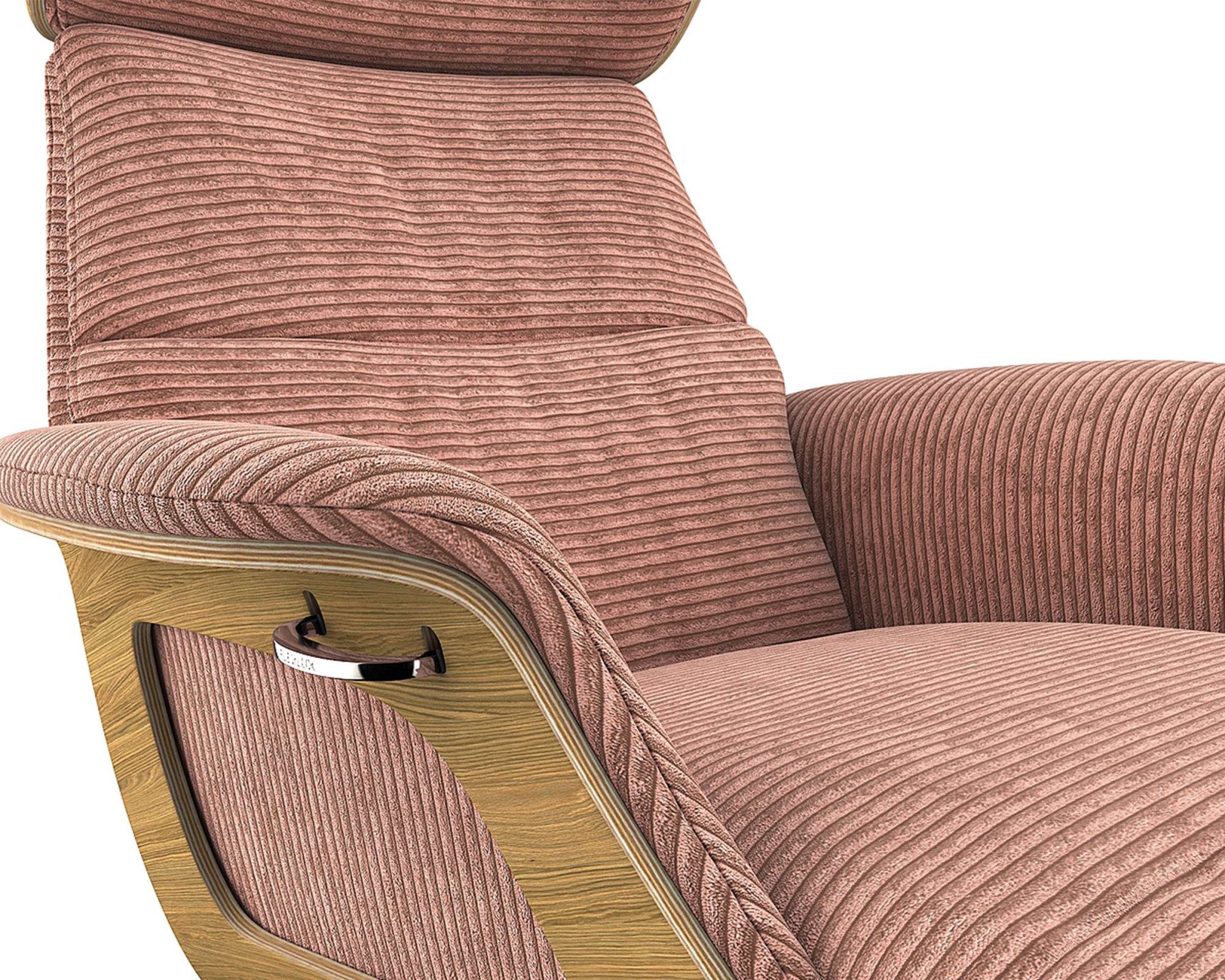 FLEXLUX Loungestoel Clement chaise longue, relaxstoel, ligstoel Rug- en hoofdsteunverstelling, armleuning, geolied eiken, voet van aluminium