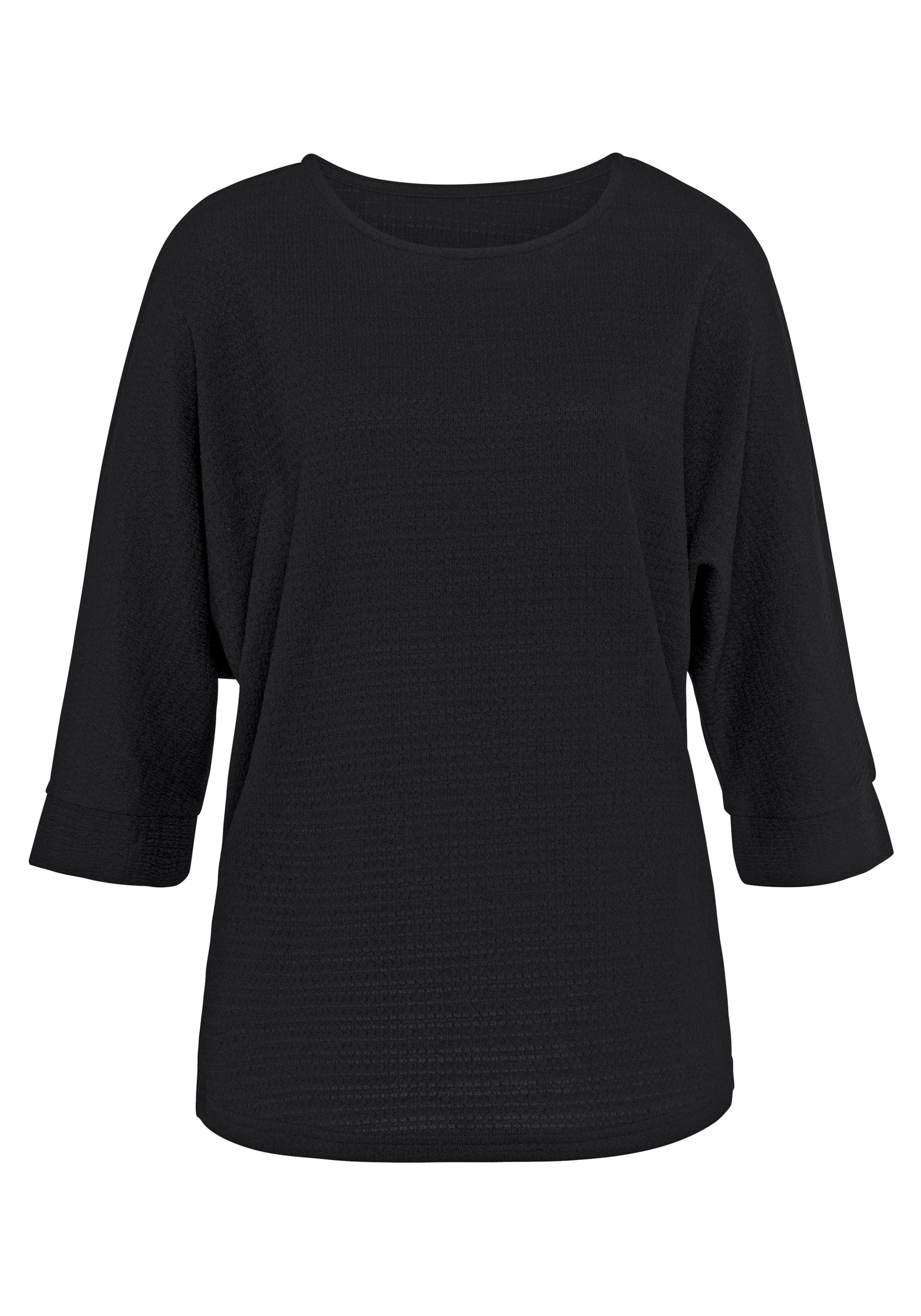 Vivance Shirt met 3/4-mouwen Van kreukvrije crêpe-kwaliteit gemaakt van strijkvrije crêpe stof