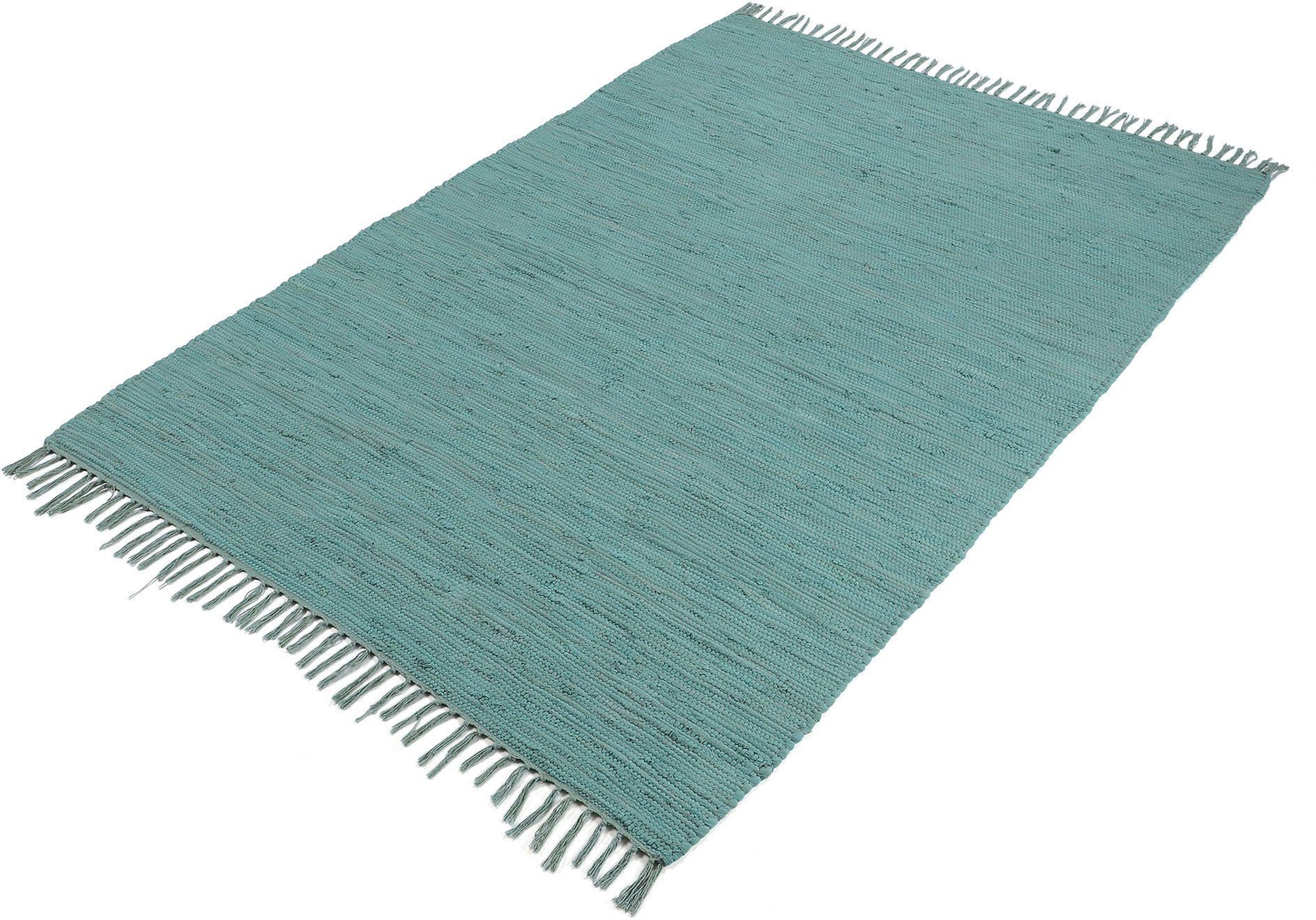 my home Vloerkleed Handgeweven uni, omkeerbaar tapijt Patchwork vloerkleed, puur katoen, handgeweven, effen, met franjes