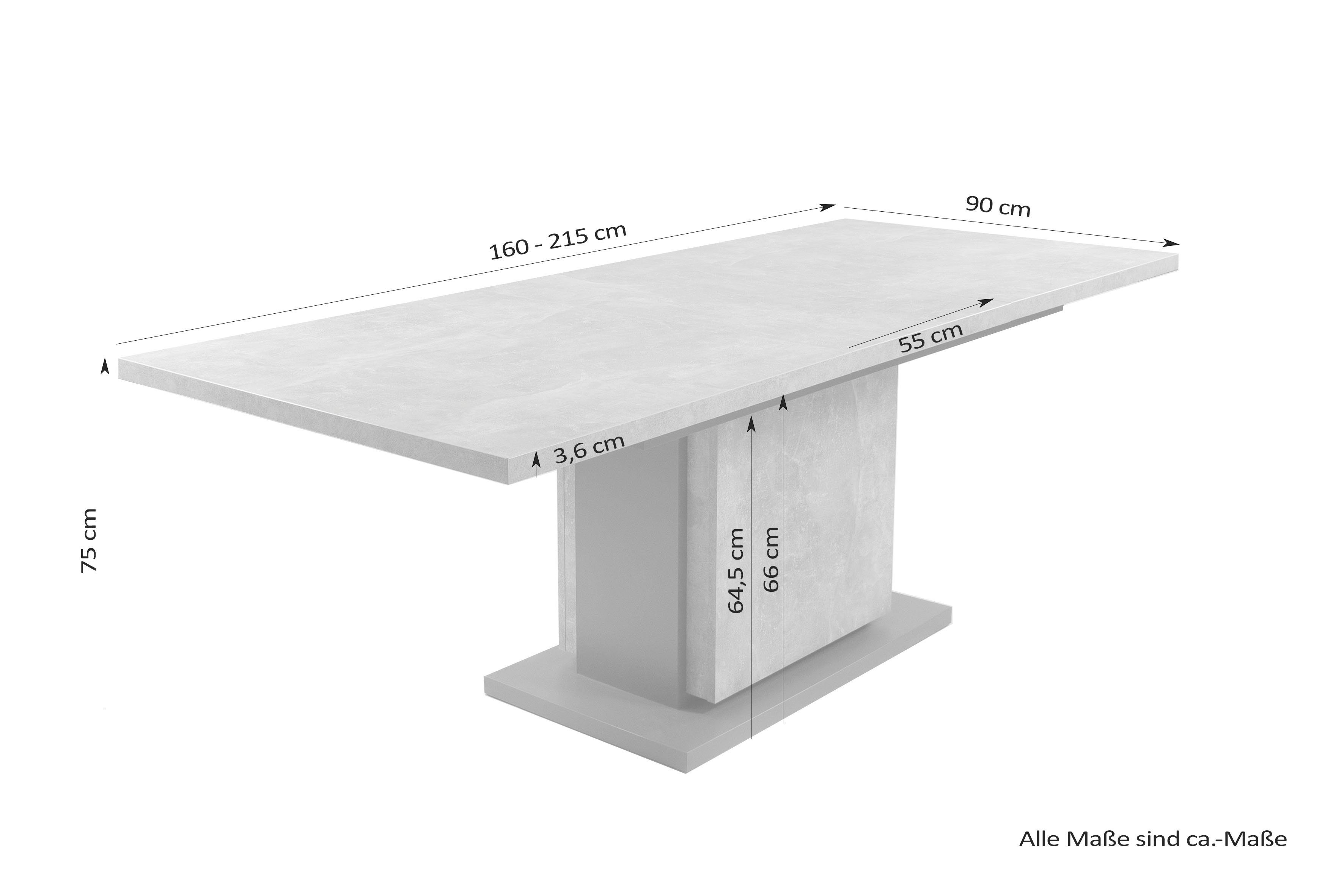 byLIVING Eettafel met uittrekfunctie, in 2 breedten 140-190 cm of 160-215 cm