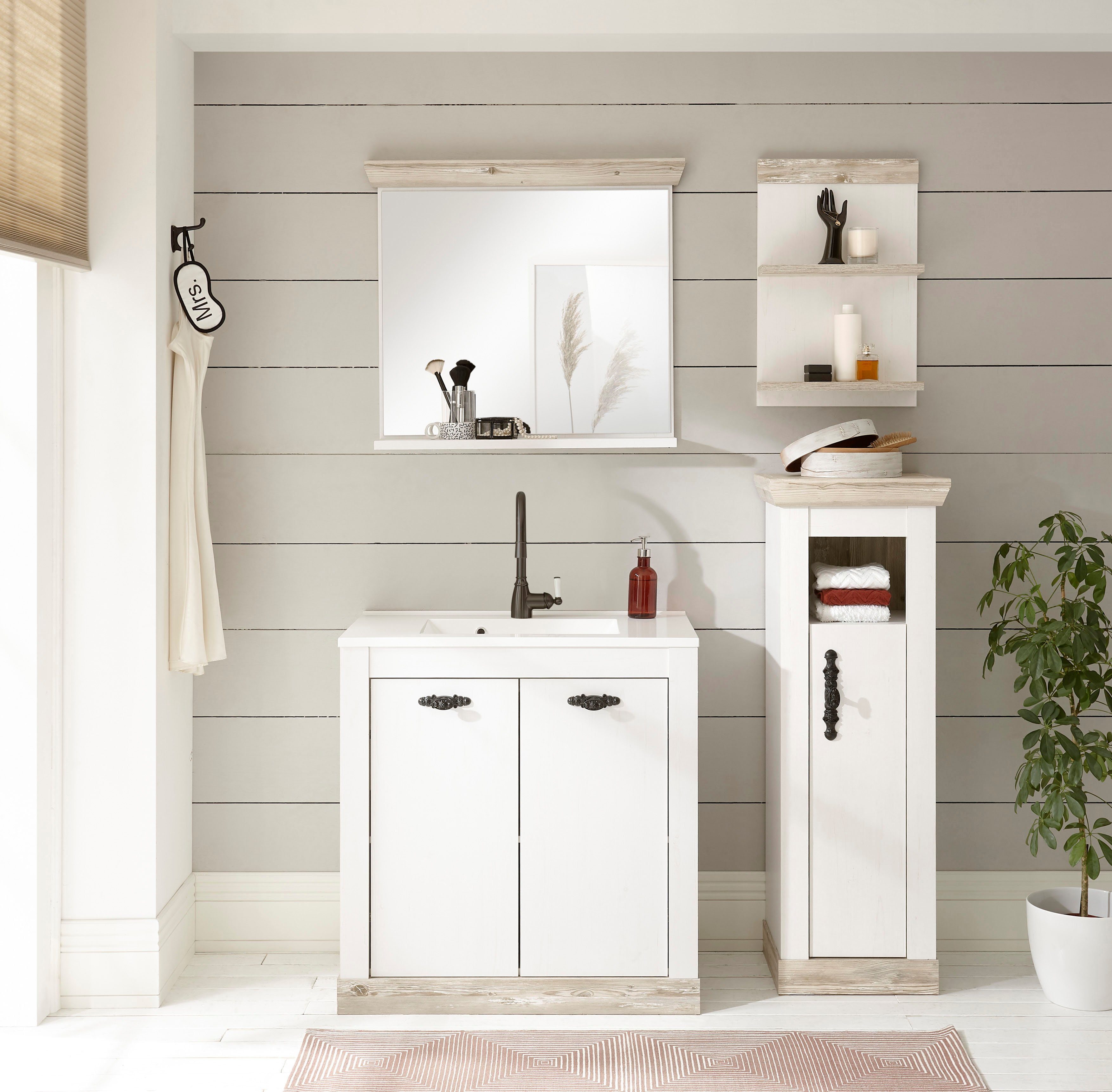 Home affaire Badkamerserie Florenz, Bad im Landhausstil, 4-teiliges Badezimmer (4-delig)