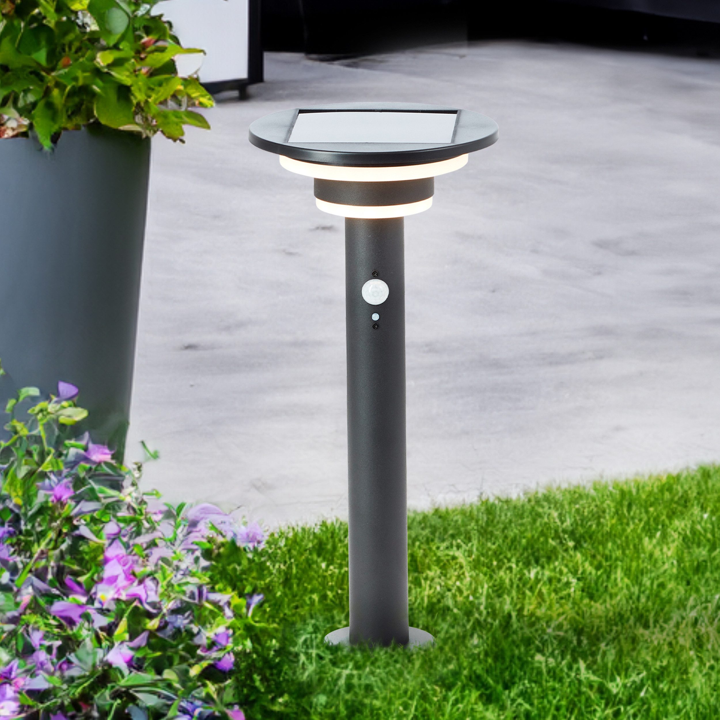Brilliant Leuchten Led-sokkellamp Garvina Solar, 45 cm, 430 lm, 3000 K, roestvrij staal, mat zwart