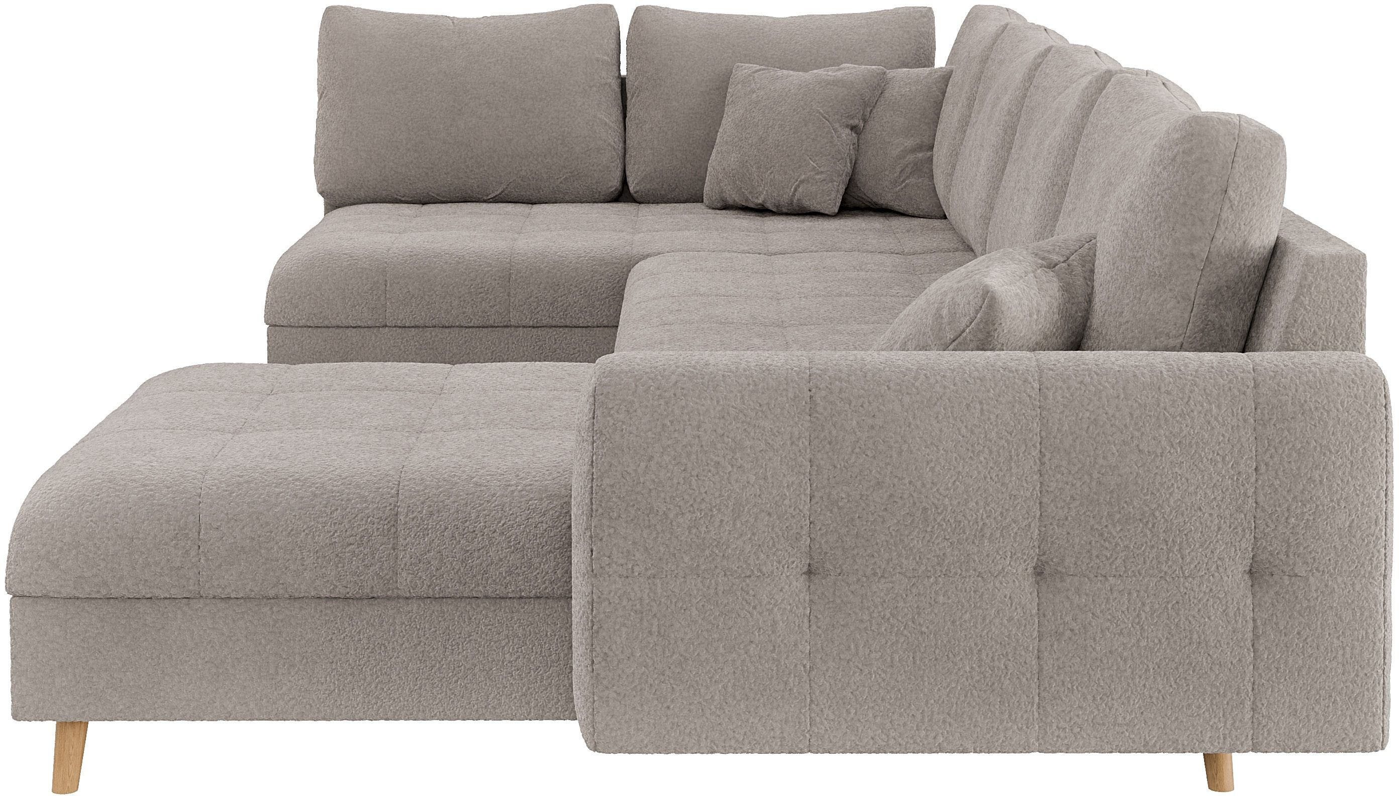 Home affaire Zithoek CHARRE U-vorm met ottomane, afmetingen B/D/H: 310/161/81 cm fijne stiksels, losse rug- en sierkussens, ook in cord en bouclé