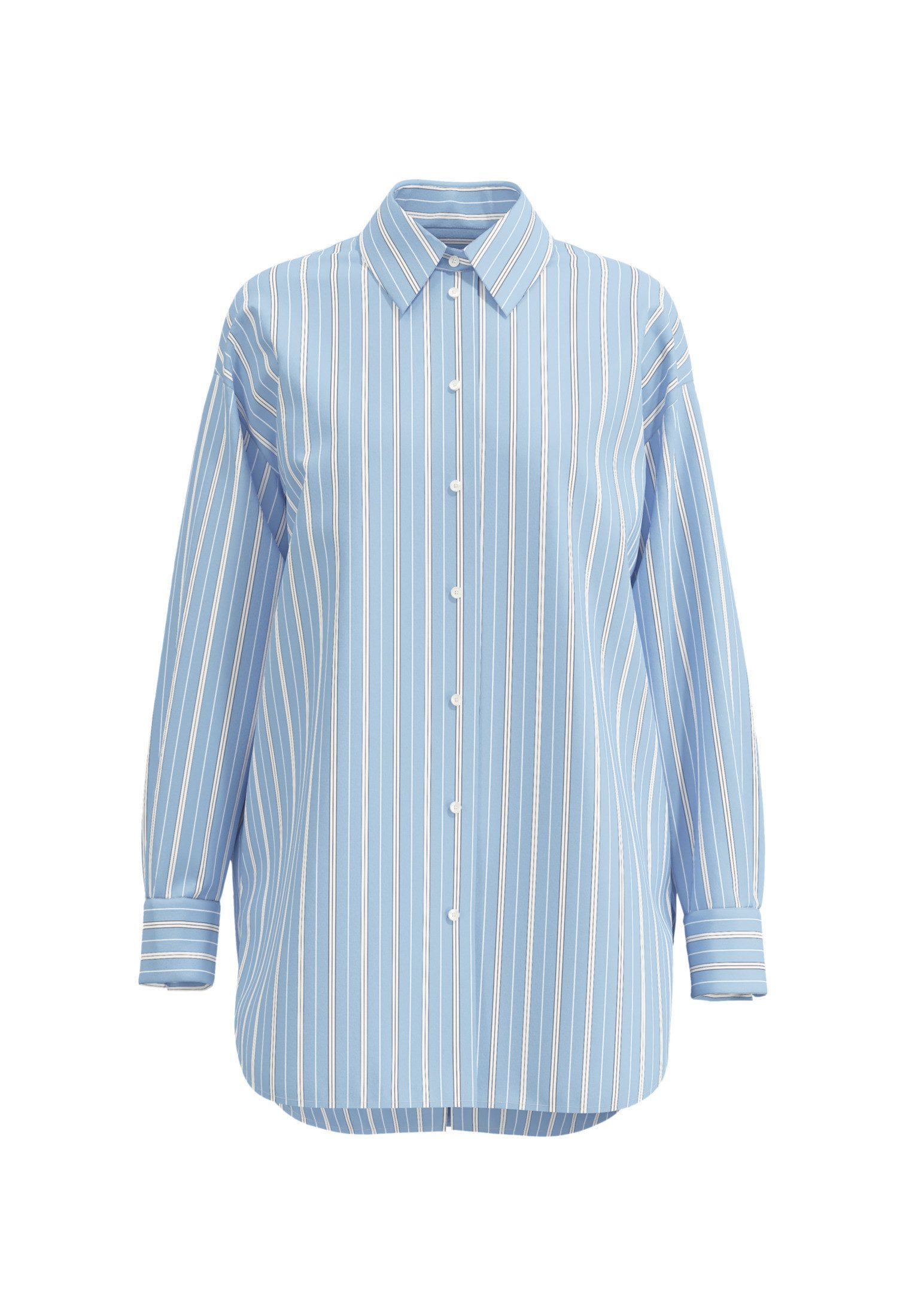 seidensticker Lange blouse Zwarte roos Lange mouwen kraag strepen