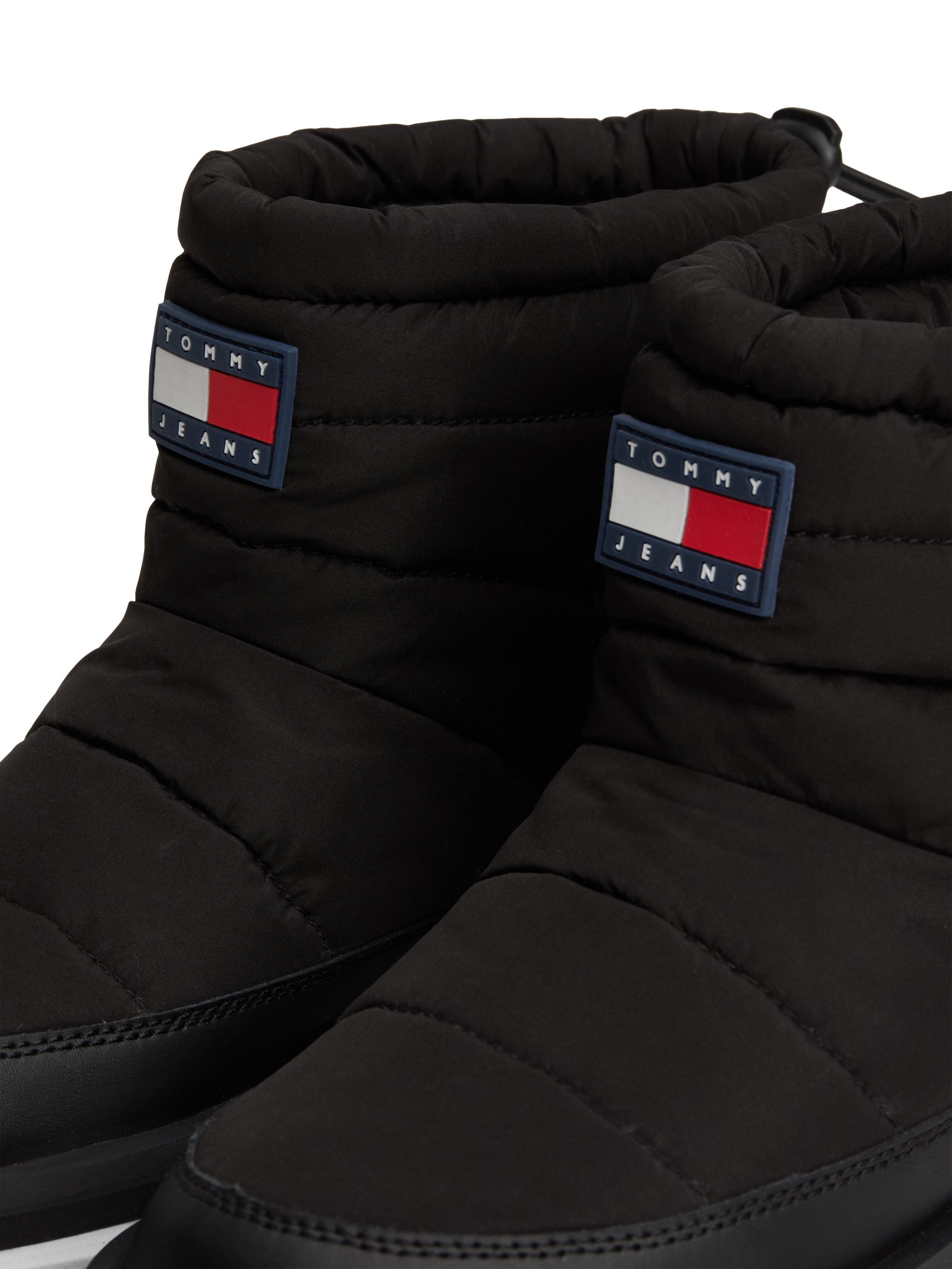TOMMY JEANS Winterlaarzen TJW PADDED FLAT BOOT WL , plateau, sneeuwlaarzen, korte laarzen met snelle sluiting aan de schacht