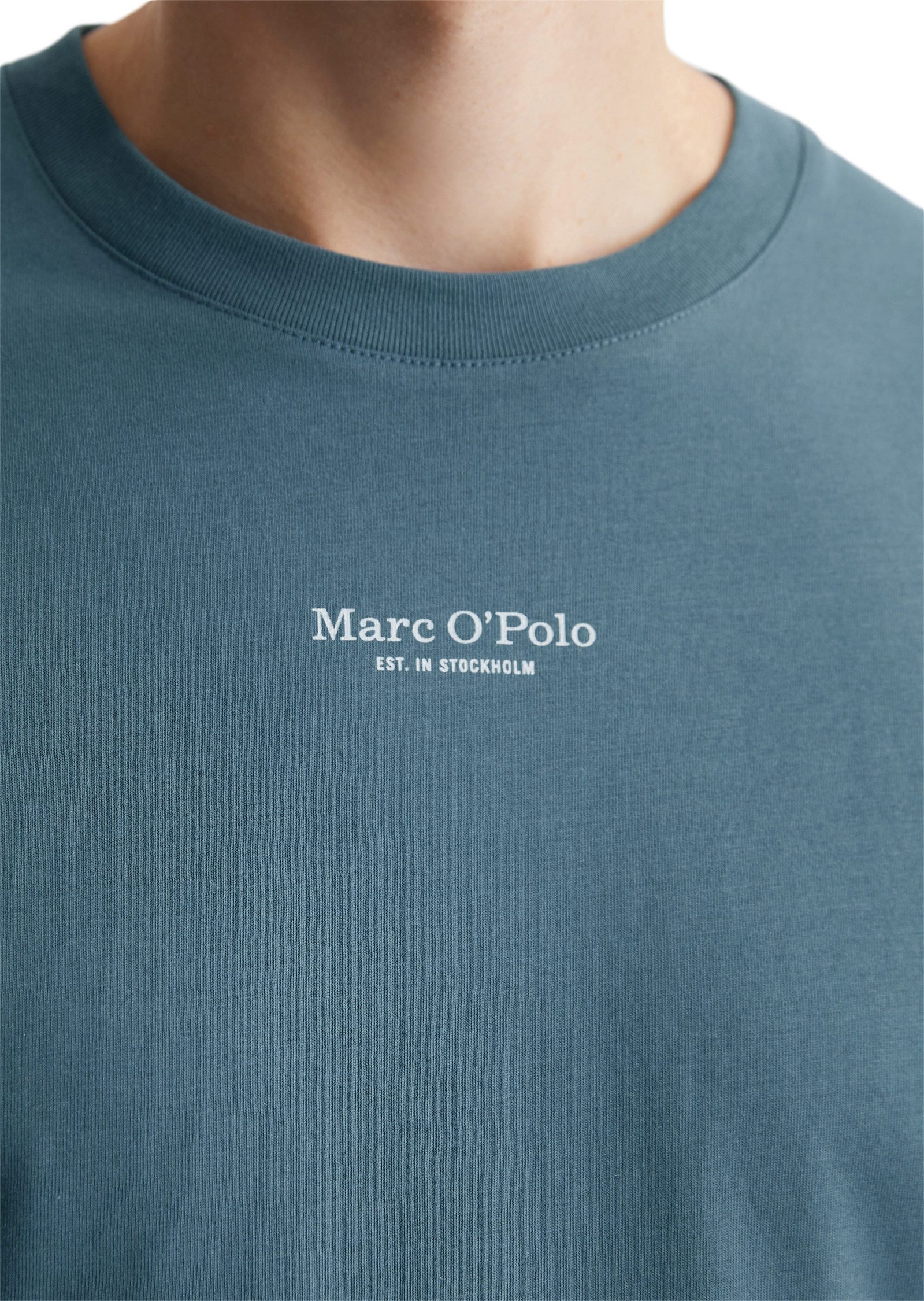 Marc O'Polo T-shirt een klein bescheiden logo in contrastkleur siert de borst