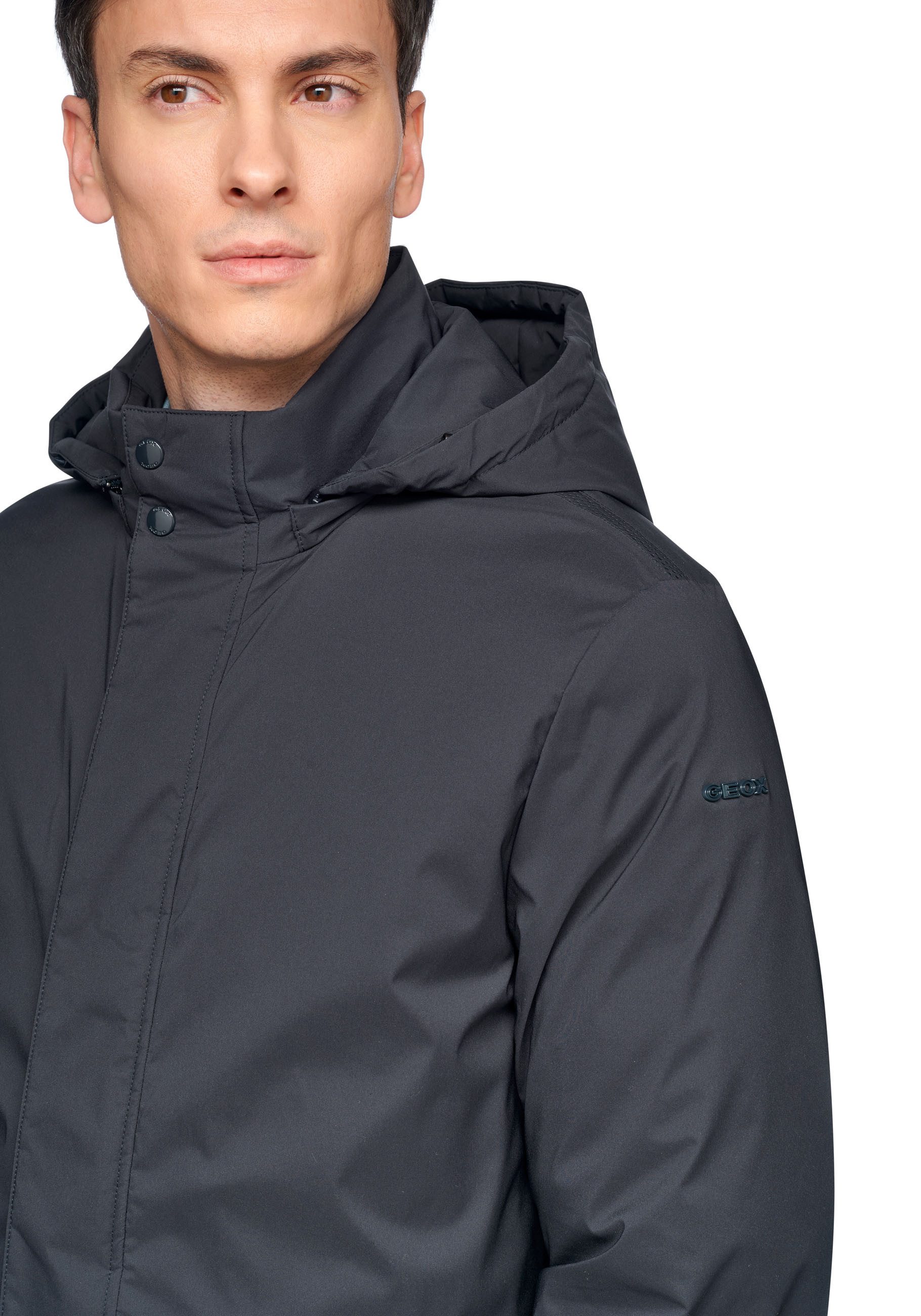 Geox Parka Aurelio met afneembare capuchon, ritszakken, verborgen sluiting