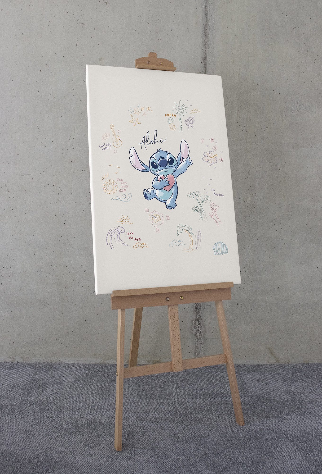 Komar Artprint op linnen Disney Lilo and Stitch In the Sun 6-delige set, 93x30 mm, wit, elk 4,9w, plafond, woonkamer, gang (1 stuk)