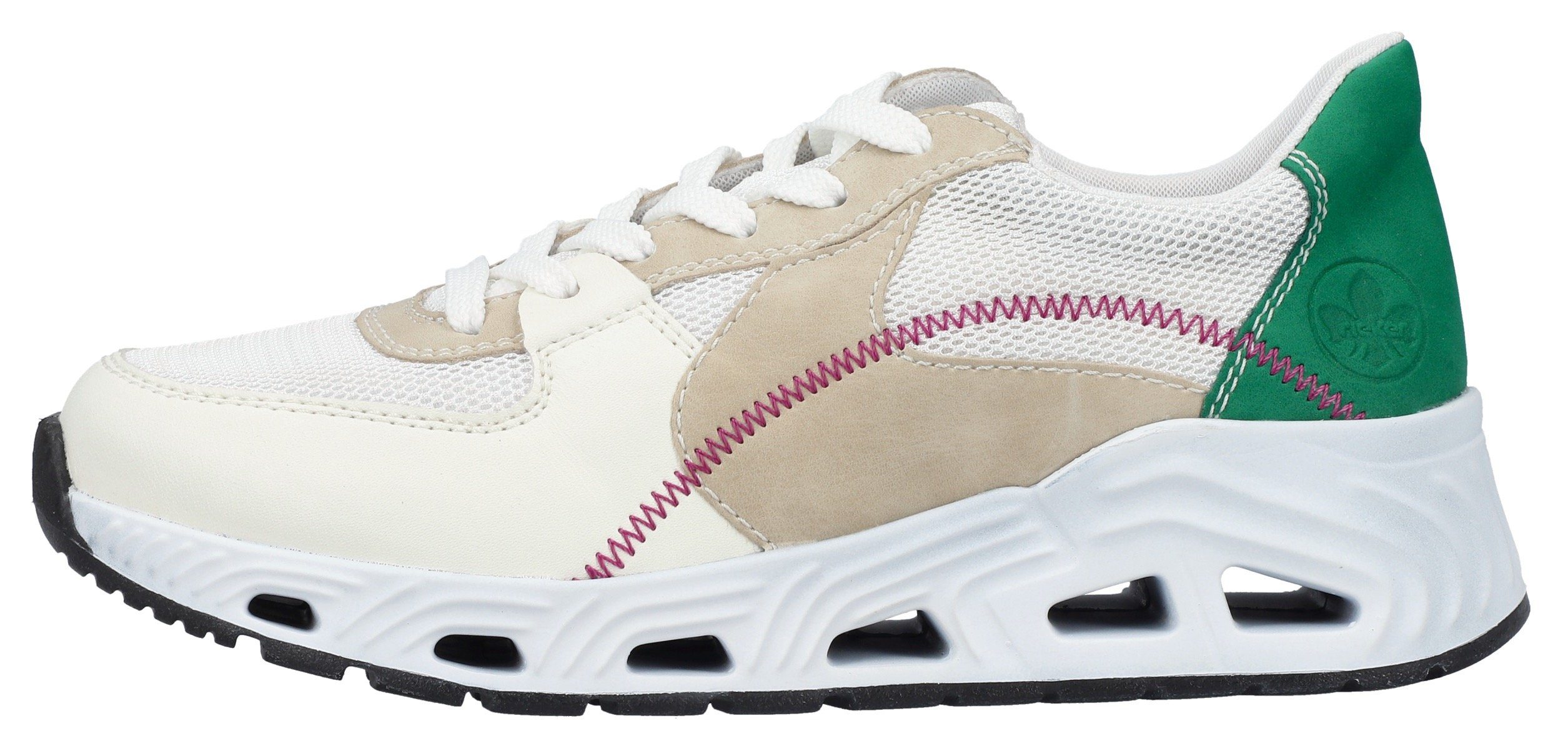 Rieker Sneakers met sleehak met contrasterende decoratieve naad, vrijetijdsschoen, lage schoen, veterschoen