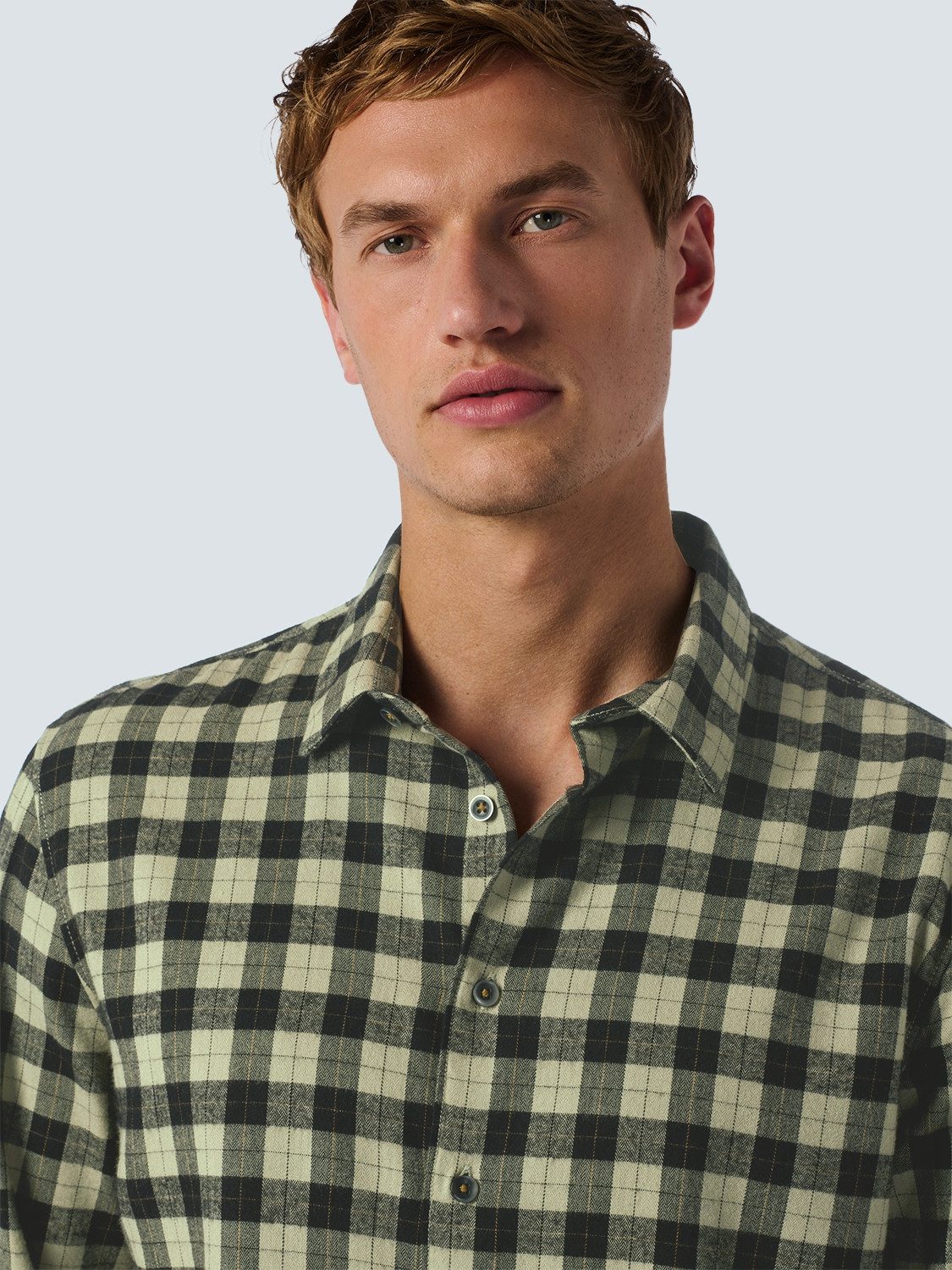 NO EXCESS Overhemd met lange mouwen geruit en met hoogwaardige viscose