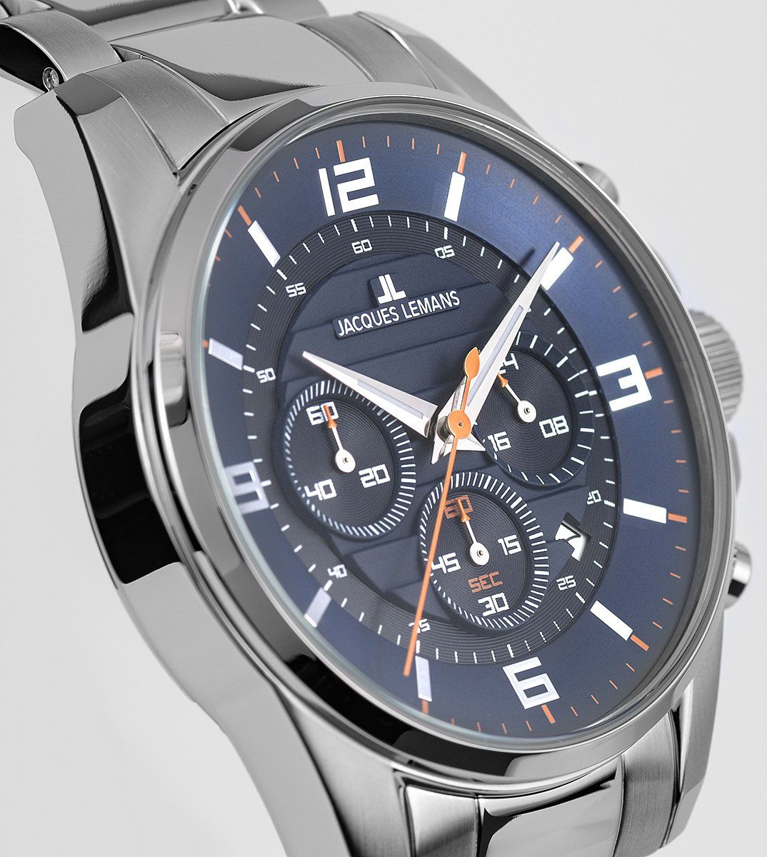 Jacques Lemans Chronograaf Liverpool Quartz horloge, armbandhorloge, herenhorloge, tot 10 bar waterdicht, siliconen band