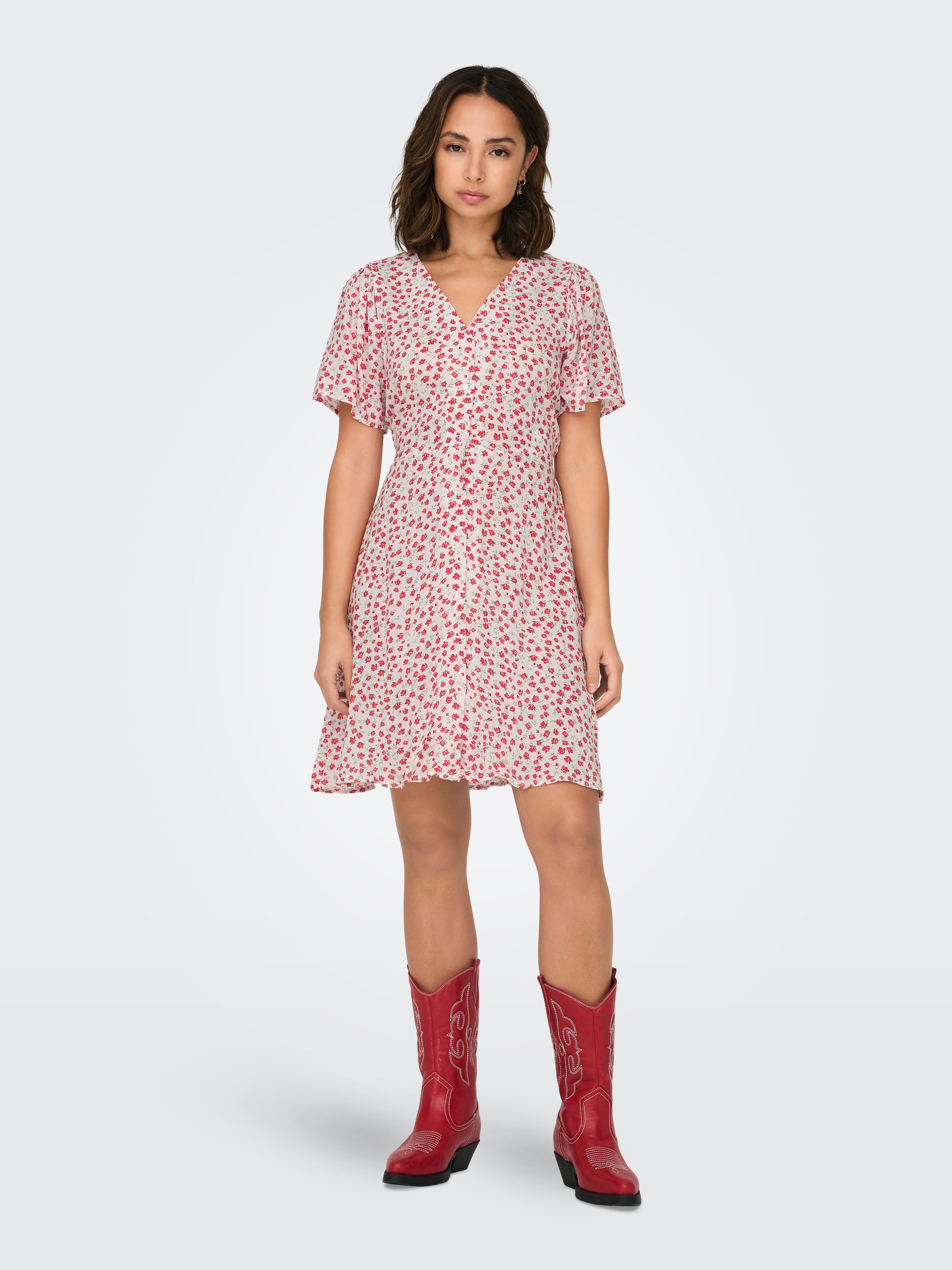 Only Mini-jurk ONLEVIDA S/S SHORT DRESS WVN NOOS