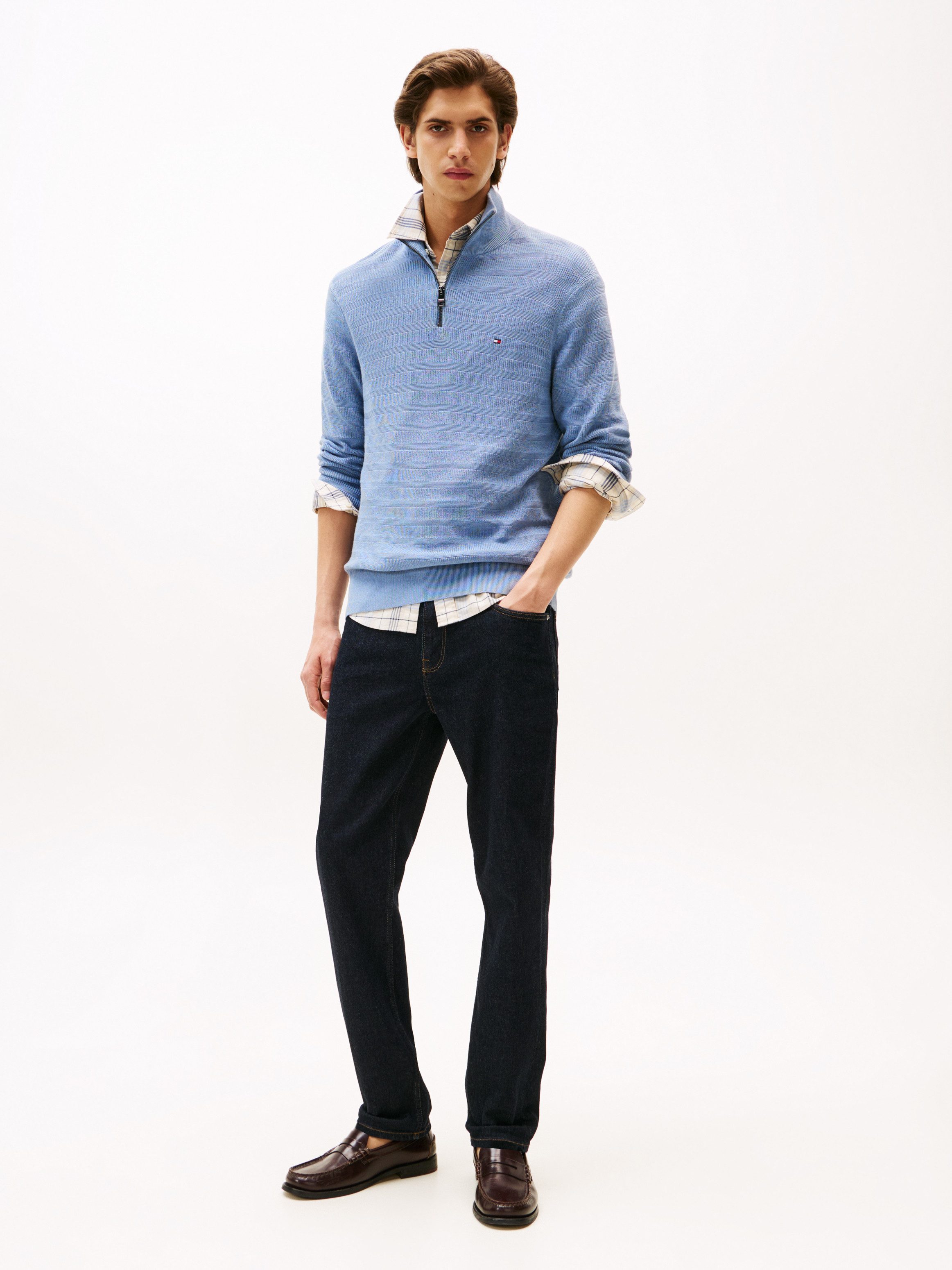 Tommy Hilfiger Schipperstrui STRIPE STRUCTURE ZIP MOCK