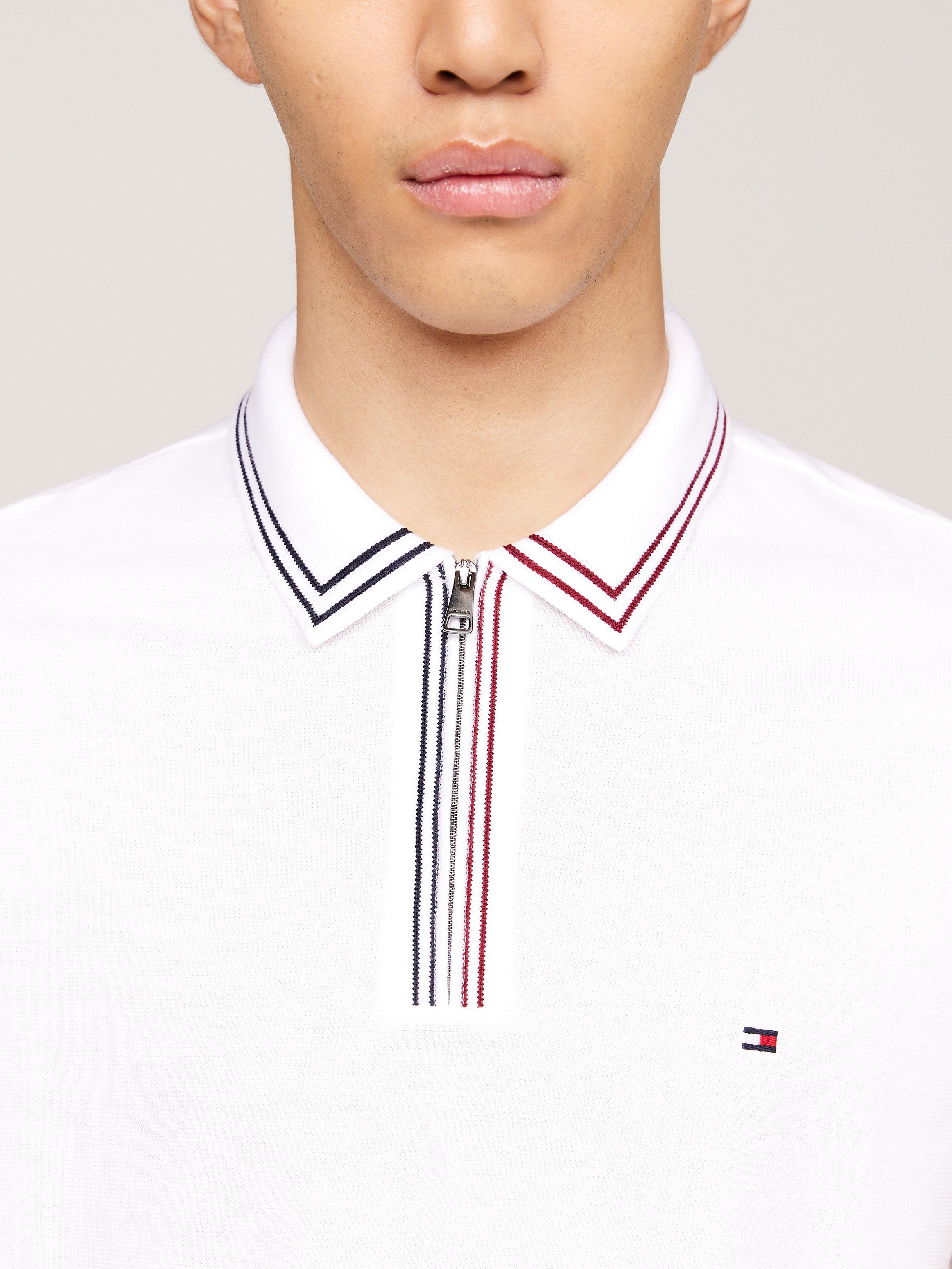 Tommy Hilfiger Poloshirt RWB ZIP PLACKET TIPPING REG POLO met contrasterende strepen aan de kraag