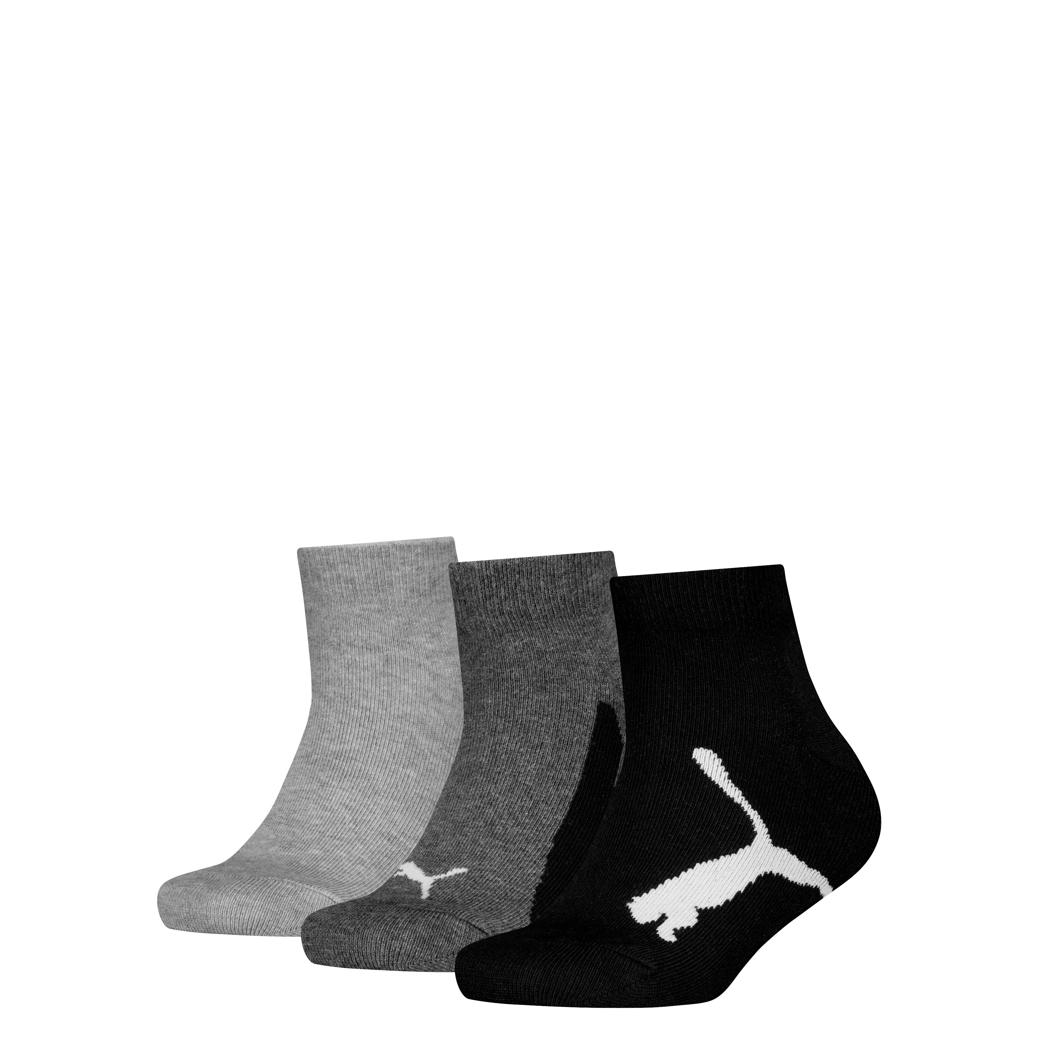 PUMA Korte sokken PUMA KIDS BWT QUARTER 3P met versterkte teenconstructie (Set van 3) unisex sportsokken maat 35-38 zwart