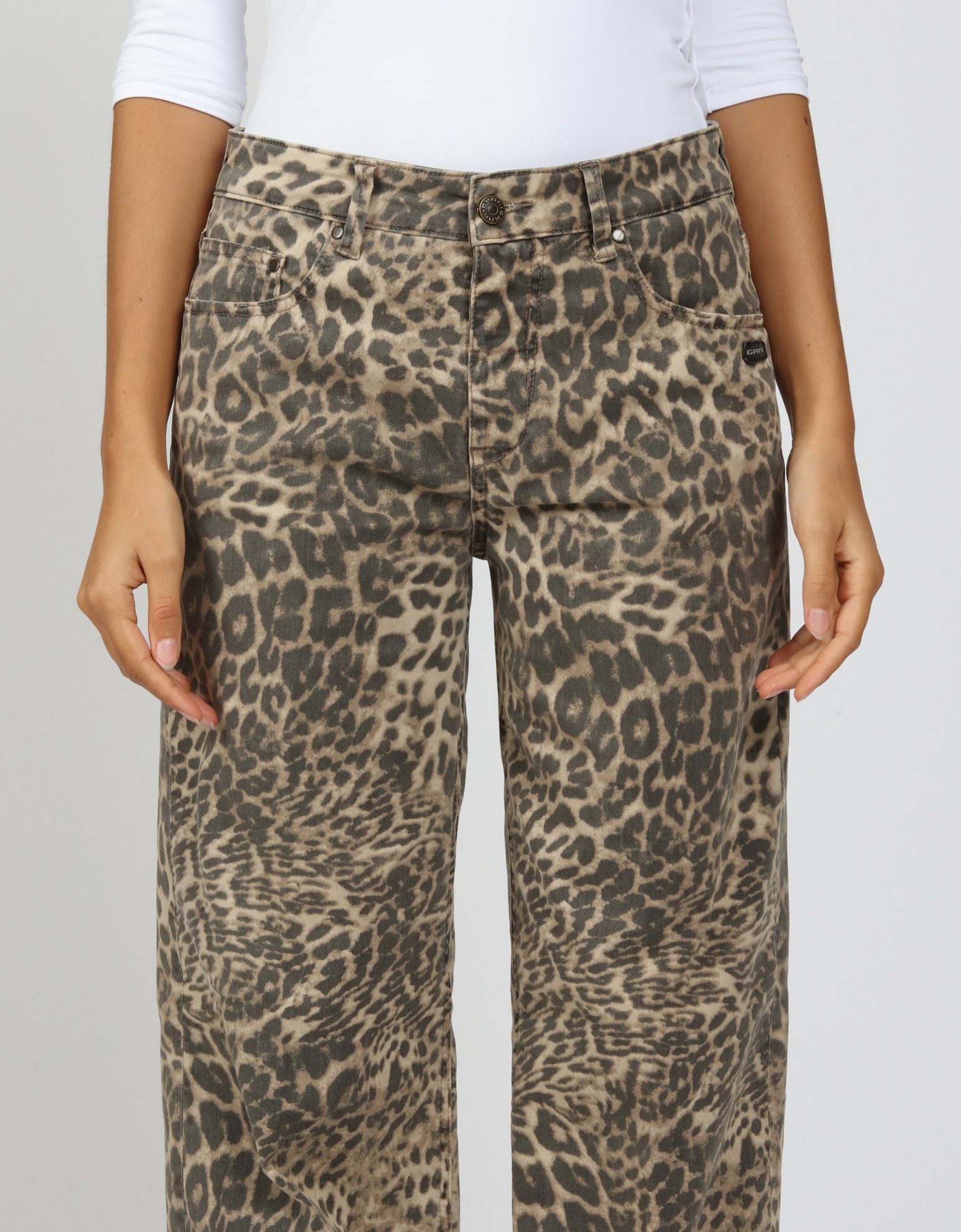 GANG 5-pocket jeans 94CARLOTTA Wide fit in trendy leeuwpatroon