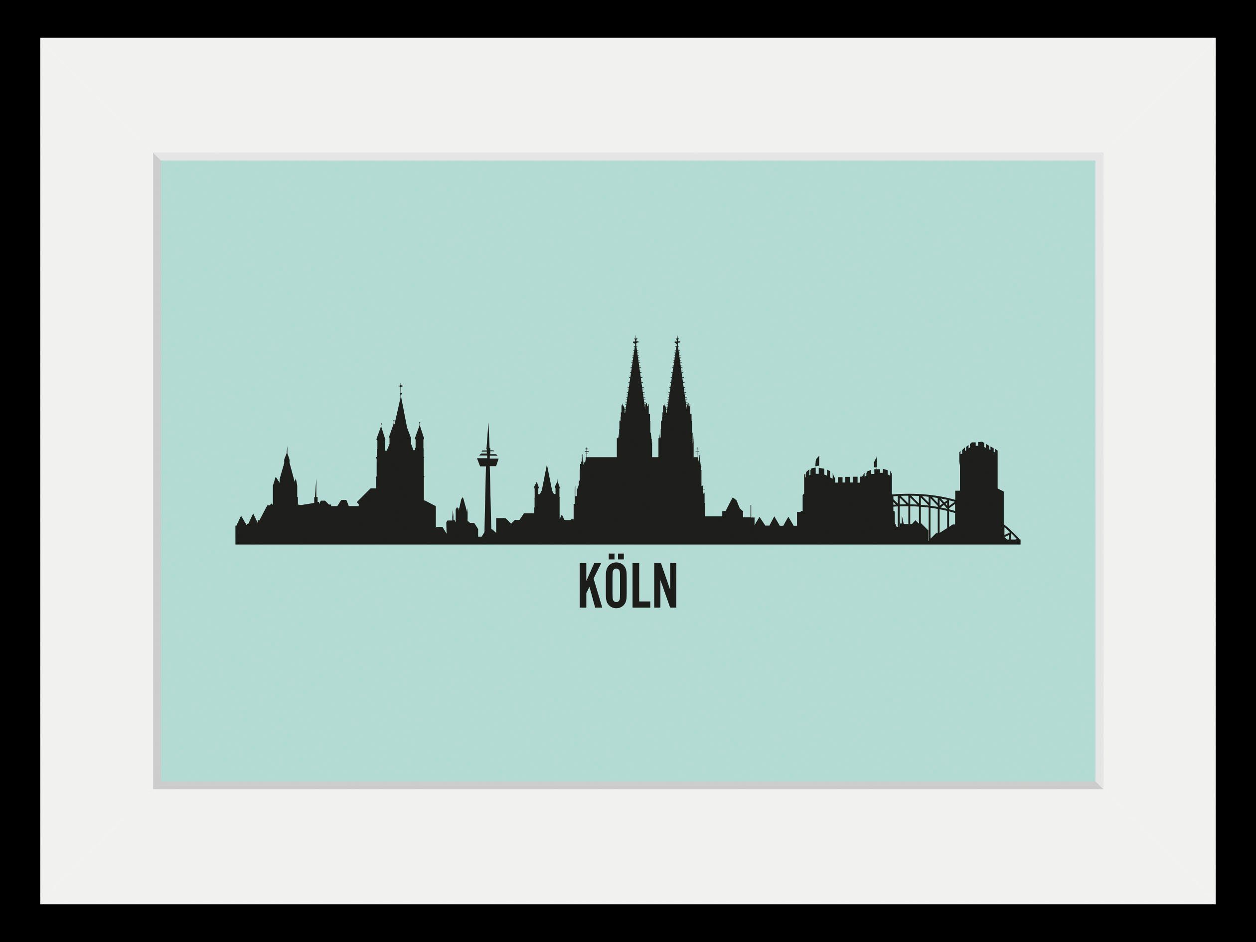 queence Wanddecoratie Keulen Skyline HD premium posterdruk incl. houten lijst (1 stuk)