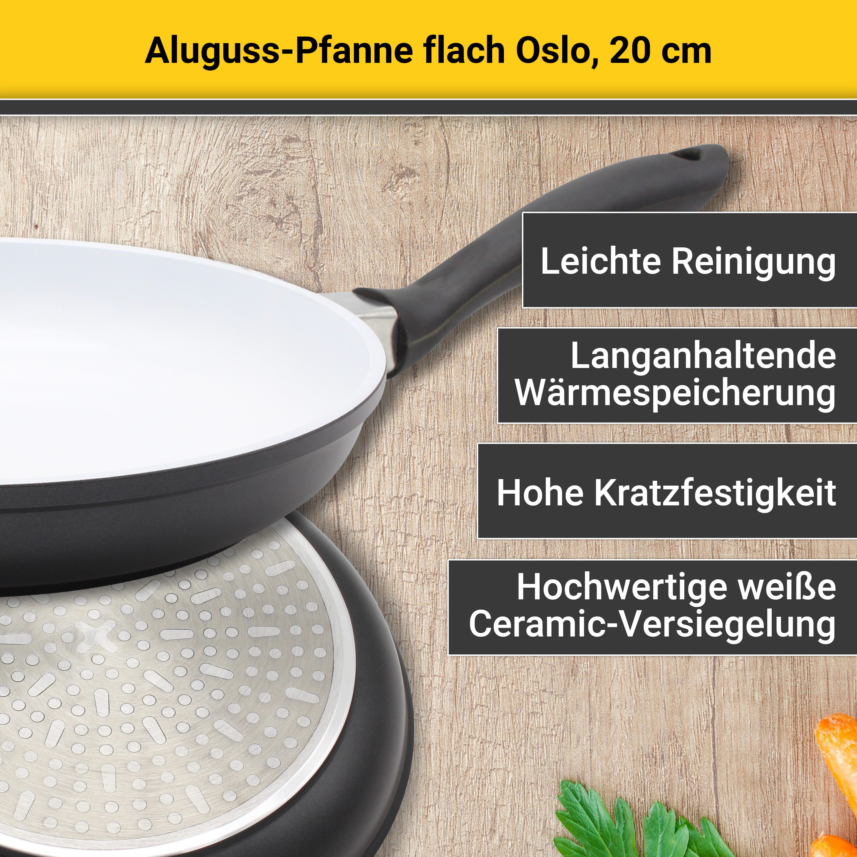 Krüger Koekenpan Oslo plat, keramische coating, inductie, ø 20 cm (1-delig)