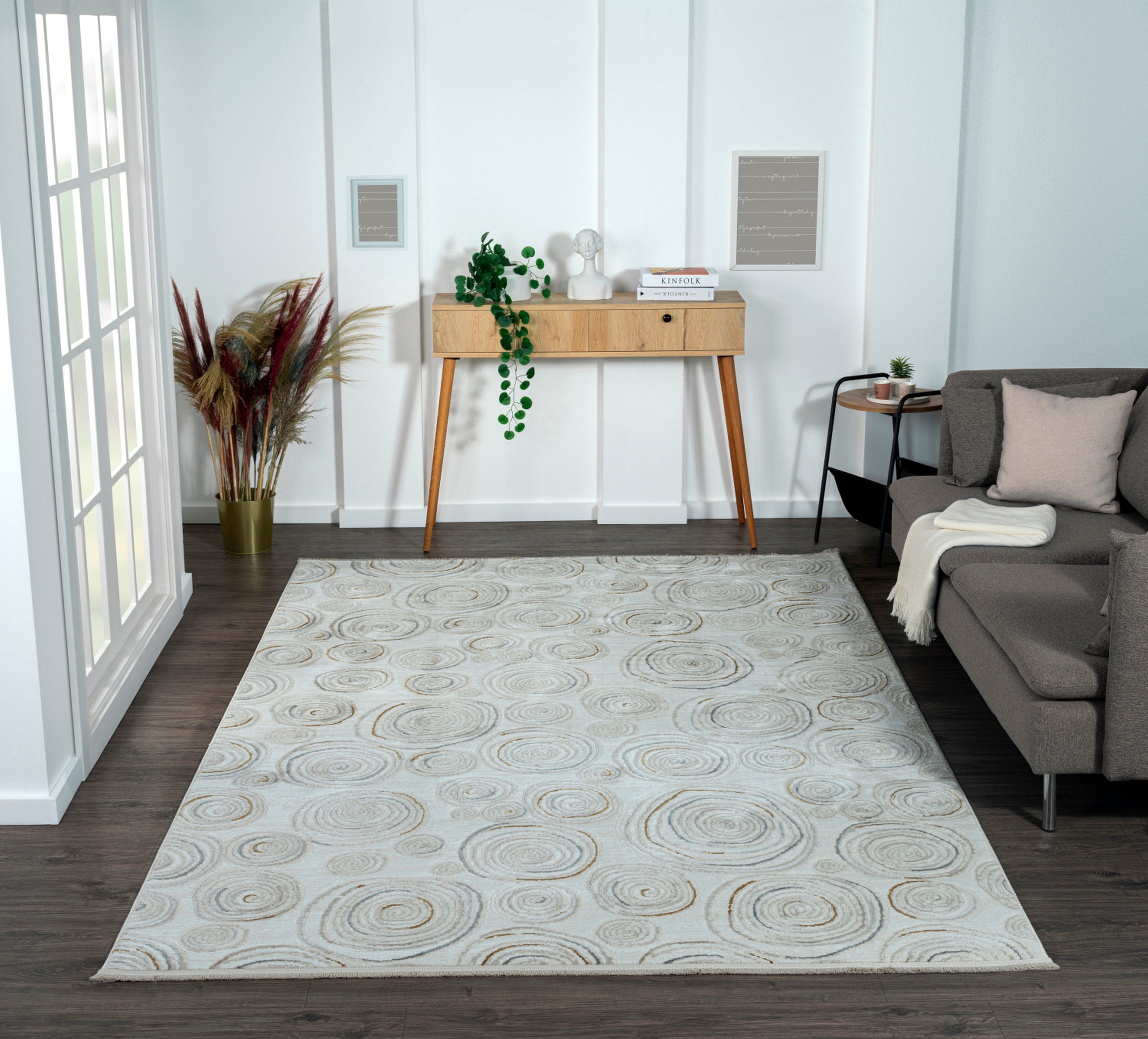 Myflair Möbel & Accessoires Vloerkleed Mijn Stijl, MAGAZIJNOPRUIMING! Kortpolig, Scandi-ontwerp, bijzonder zacht door microvezel, met franjes