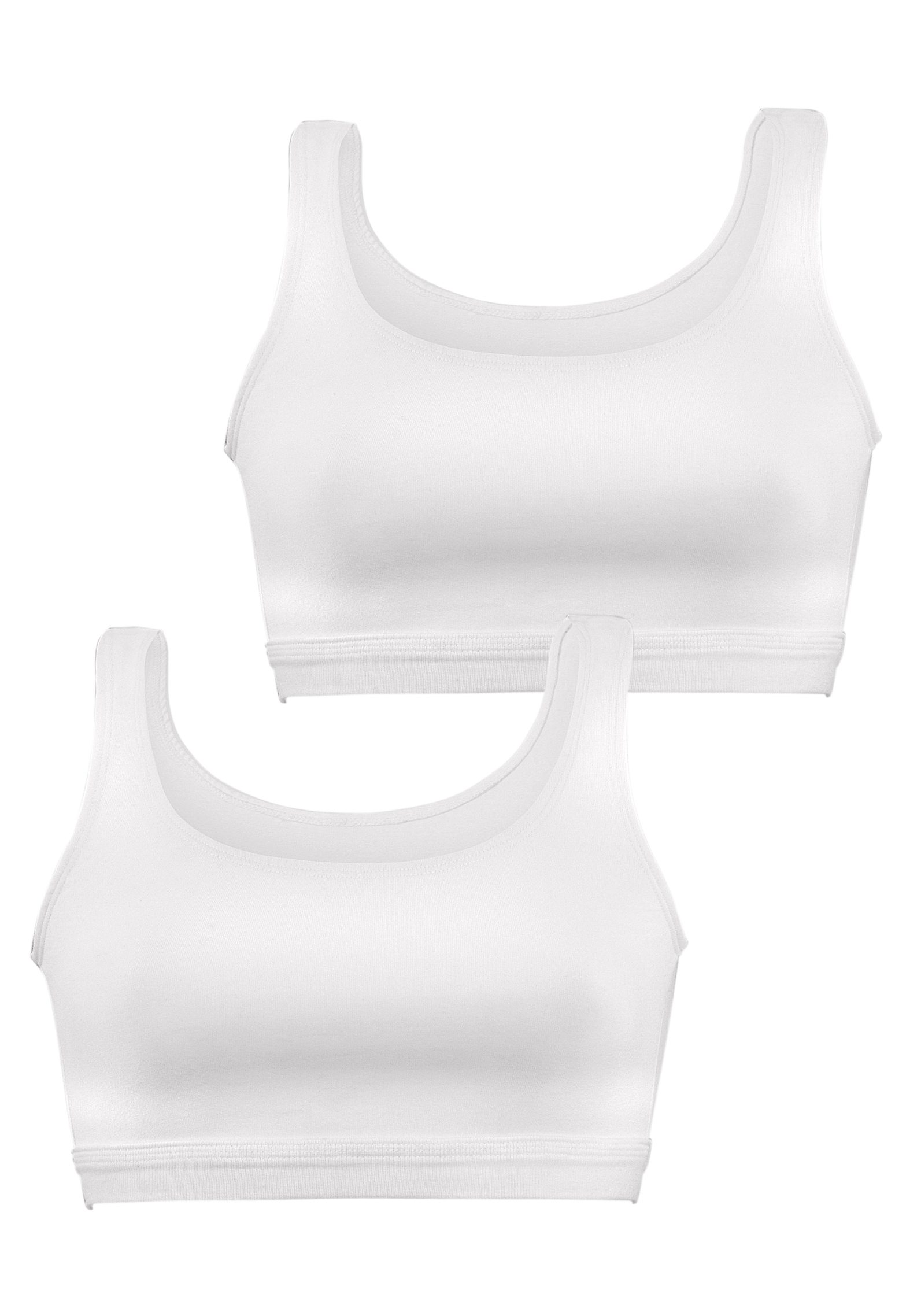 Petite fleur Bustier Cup A/B-C/D in elastische katoenen stof (Set van 2) dames bustiertops maat 32/34 wit