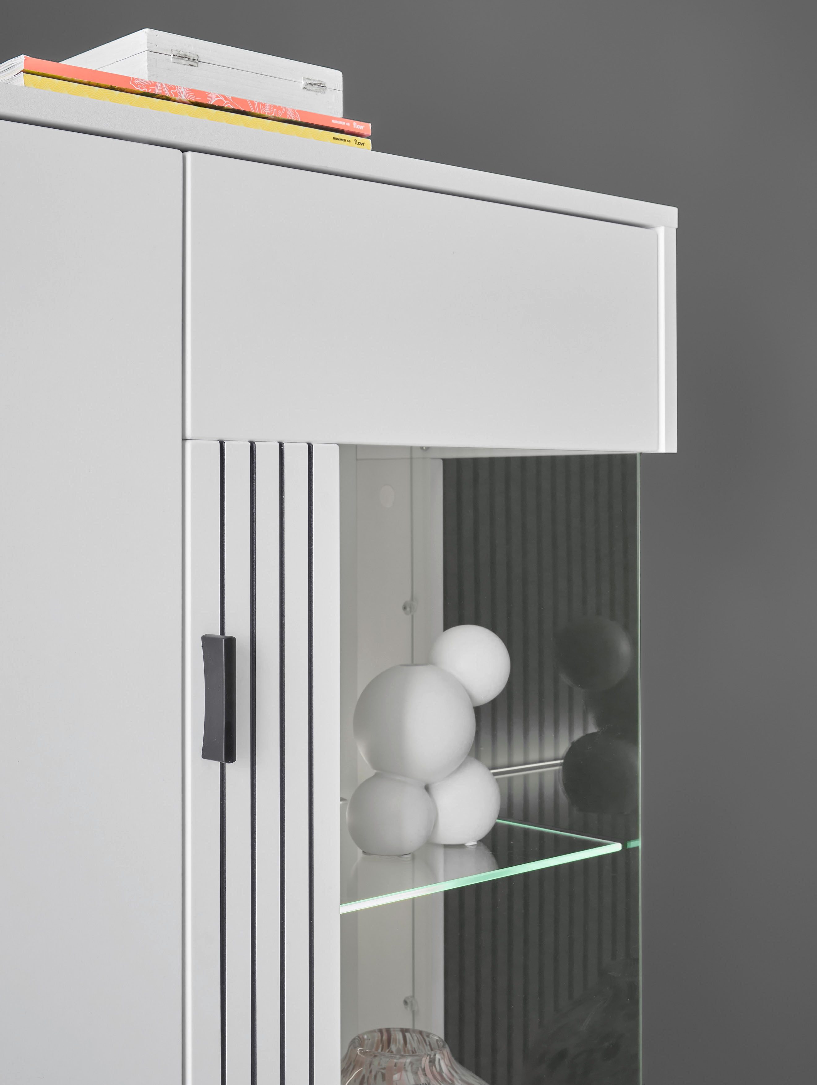 INOSIGN Wandmeubel Hudson met moderne groevenlook, handgrepen van metaal (zwart), breedte 320 cm (set, 4-delig)