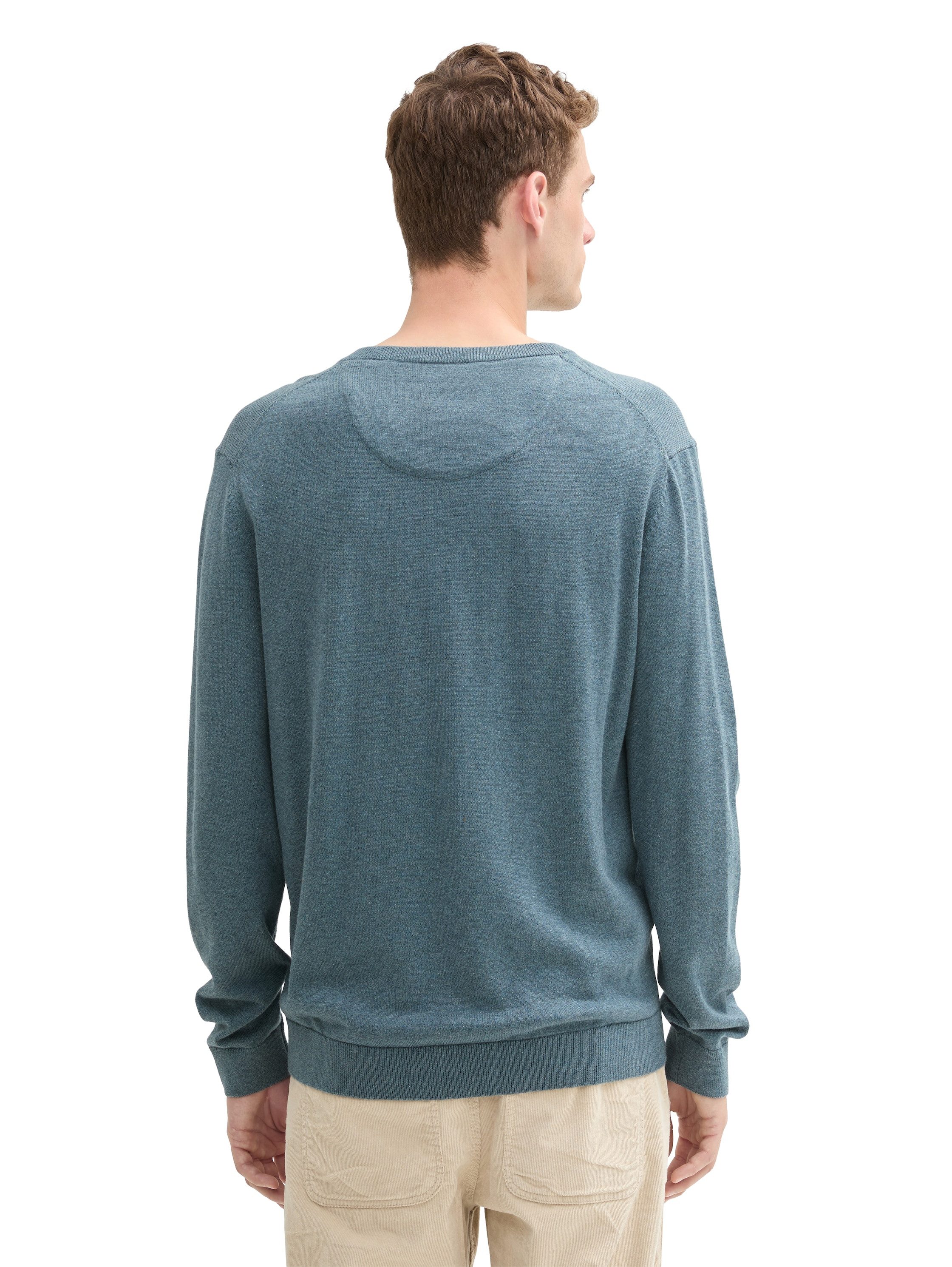 Tom Tailor Trui met V-hals met klein logoborduursel