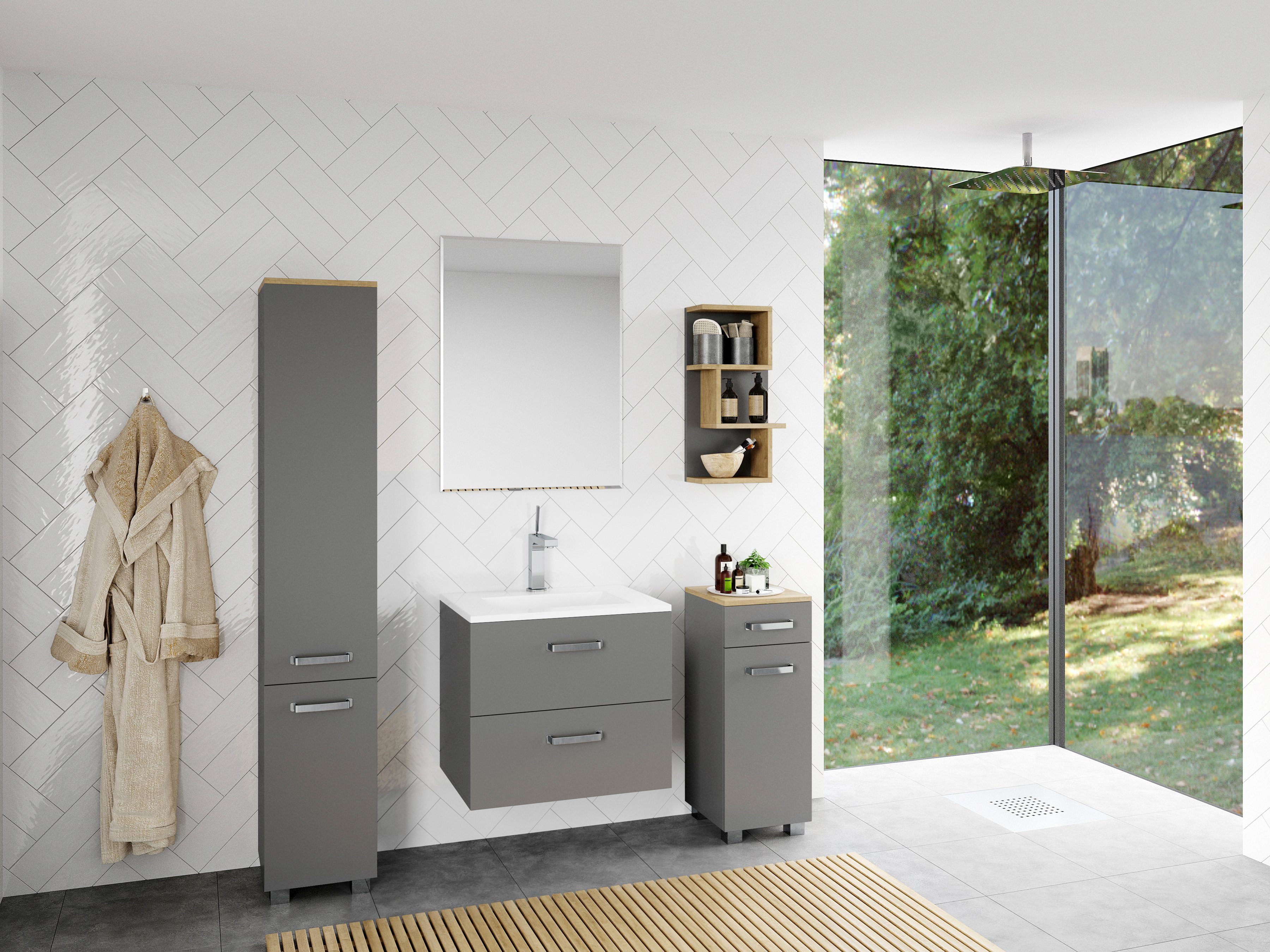 welltime Hangrekje Cosmo Bxdxh: ca. 30x15x60 cm, 3 planken met open vakken, mat