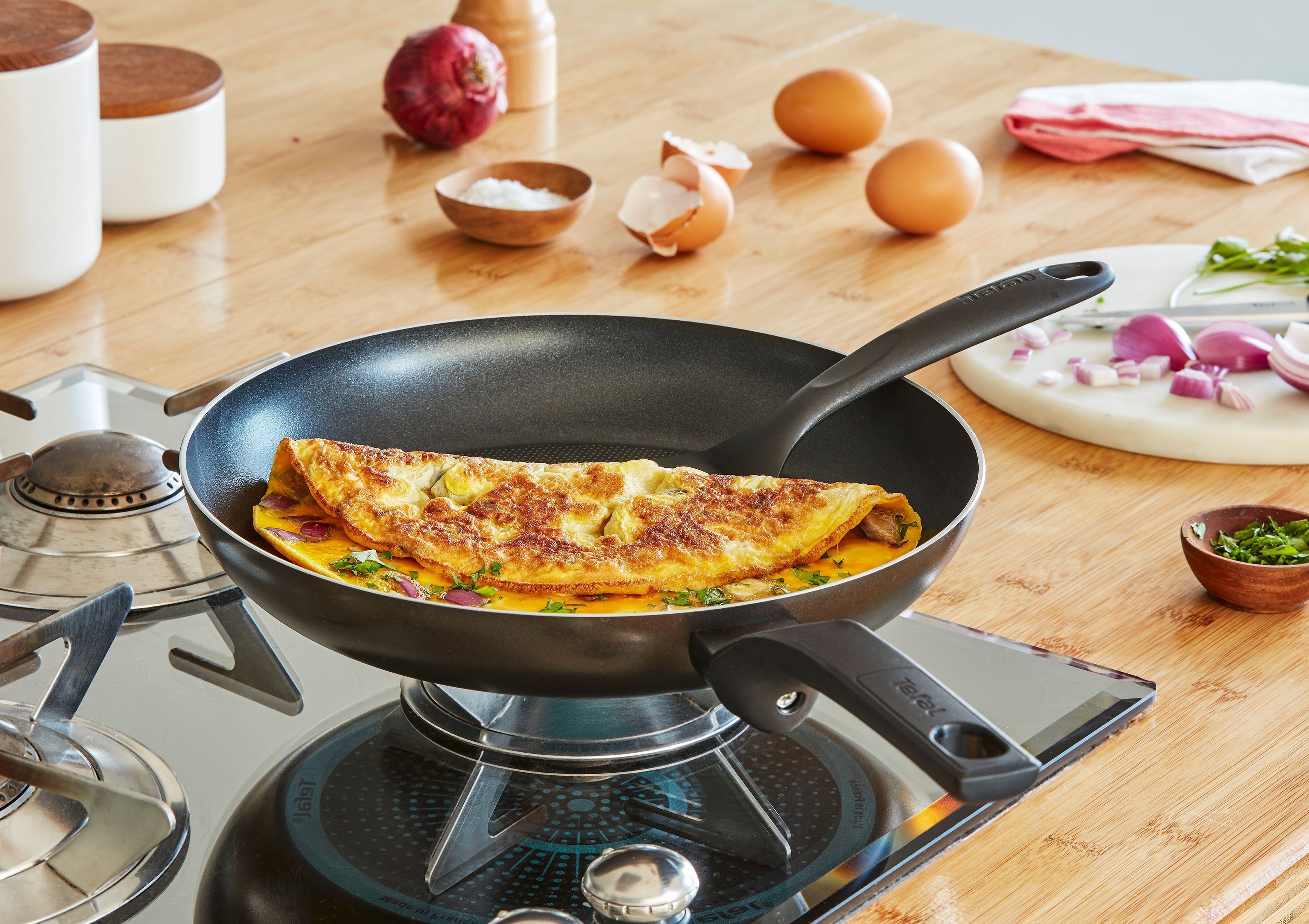 Tefal Pannenset Easy Cook & Clean, anti-aanbaklaag, niet inductiegeschikt Thermo-signaal bij ideale braadtemperatuur, Made in France (set, 2-delig)