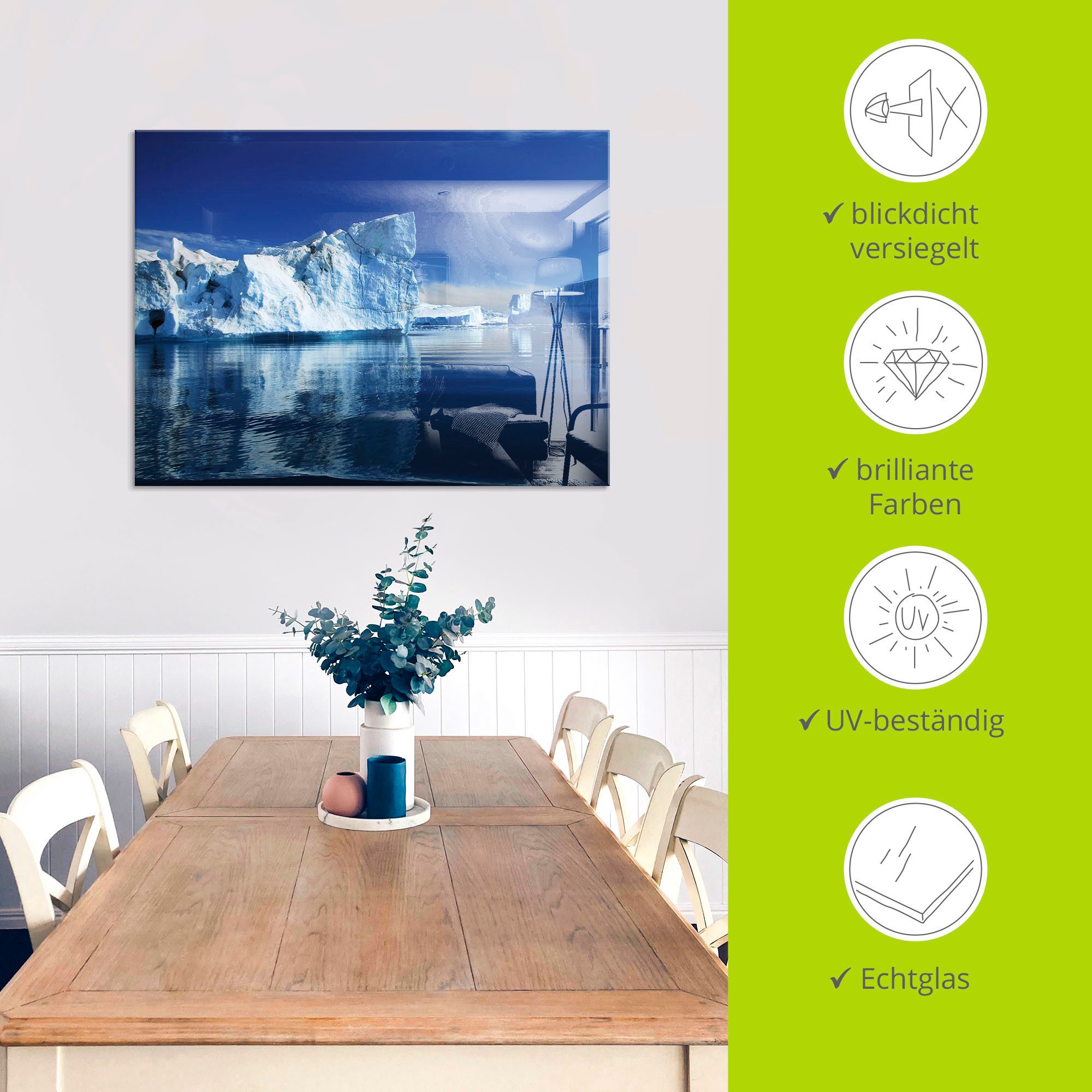 Artland Print op glas Ijsbergen - Diskobucht - Groenland