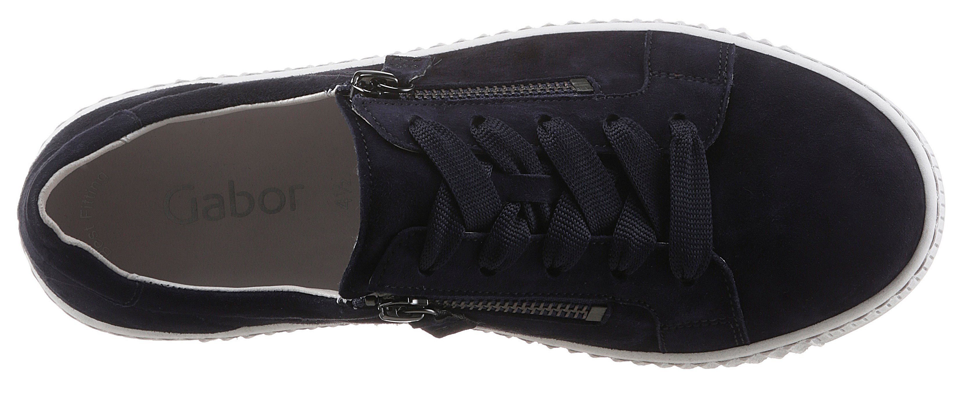 Gabor Plateausneakers met twee ritsen, vrijetijdsschoen, lage schoen, veterschoen